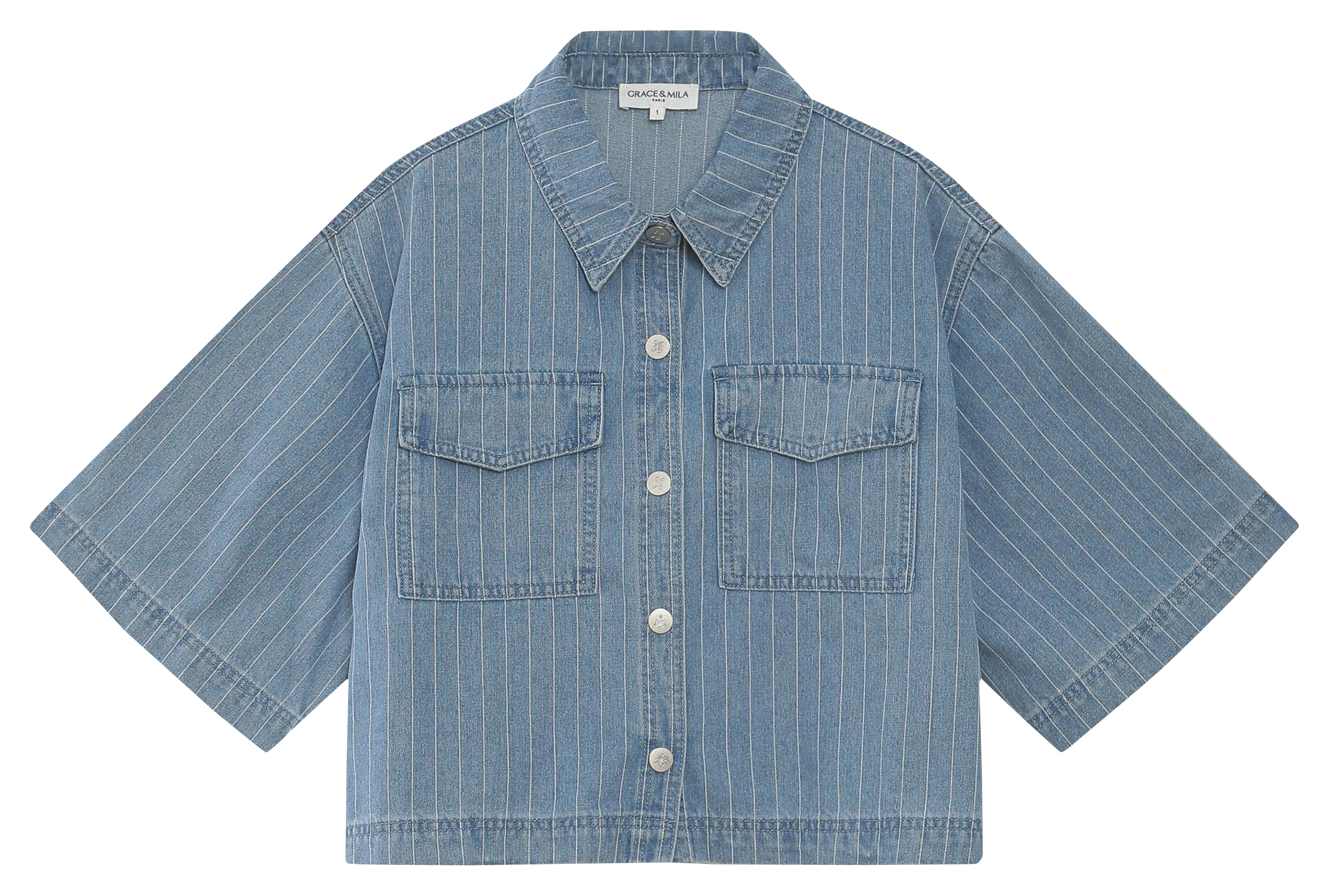Chemise ample en denim rayé GRACE ET MILA Bleu