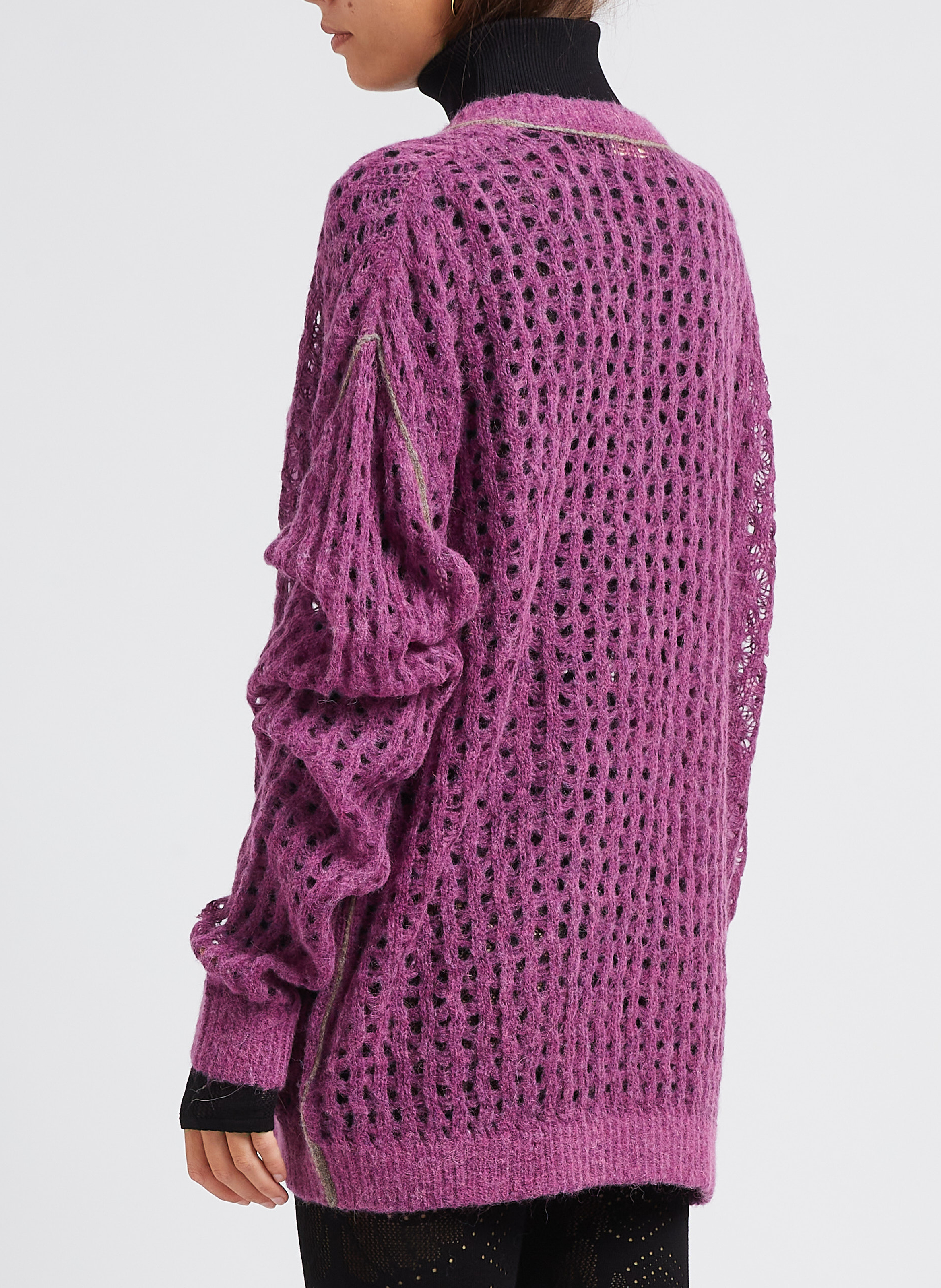 Pullover mit V-Ausschnitt aus Netzgewebe MES DEMOISELLES Rosa