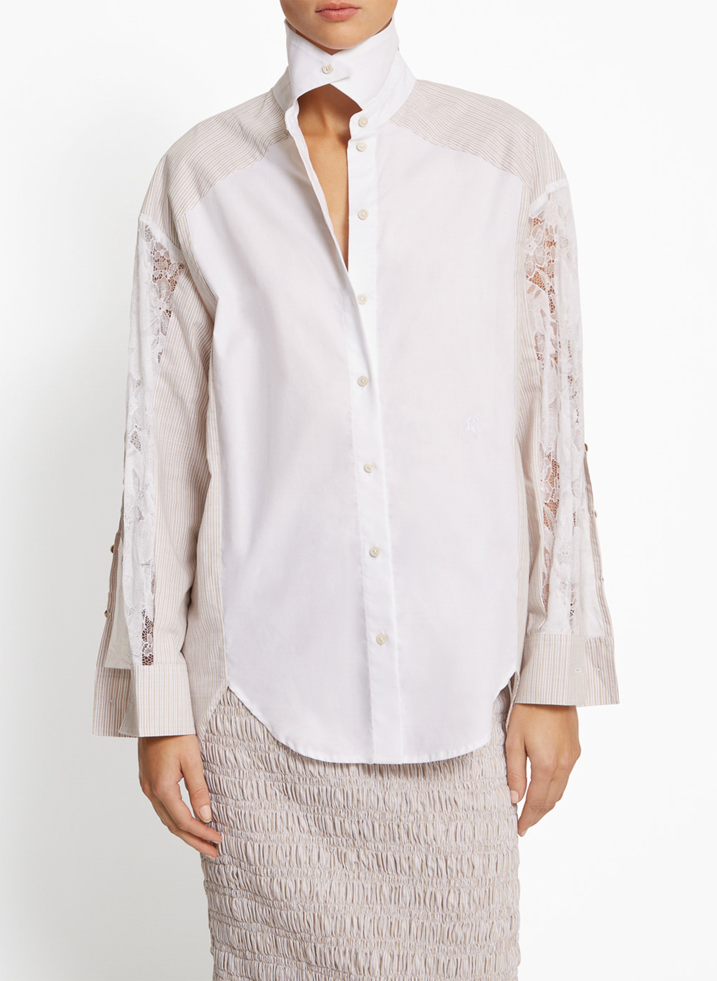 Oversized Shirt with Striped Cutouts ROSEANNA Beige