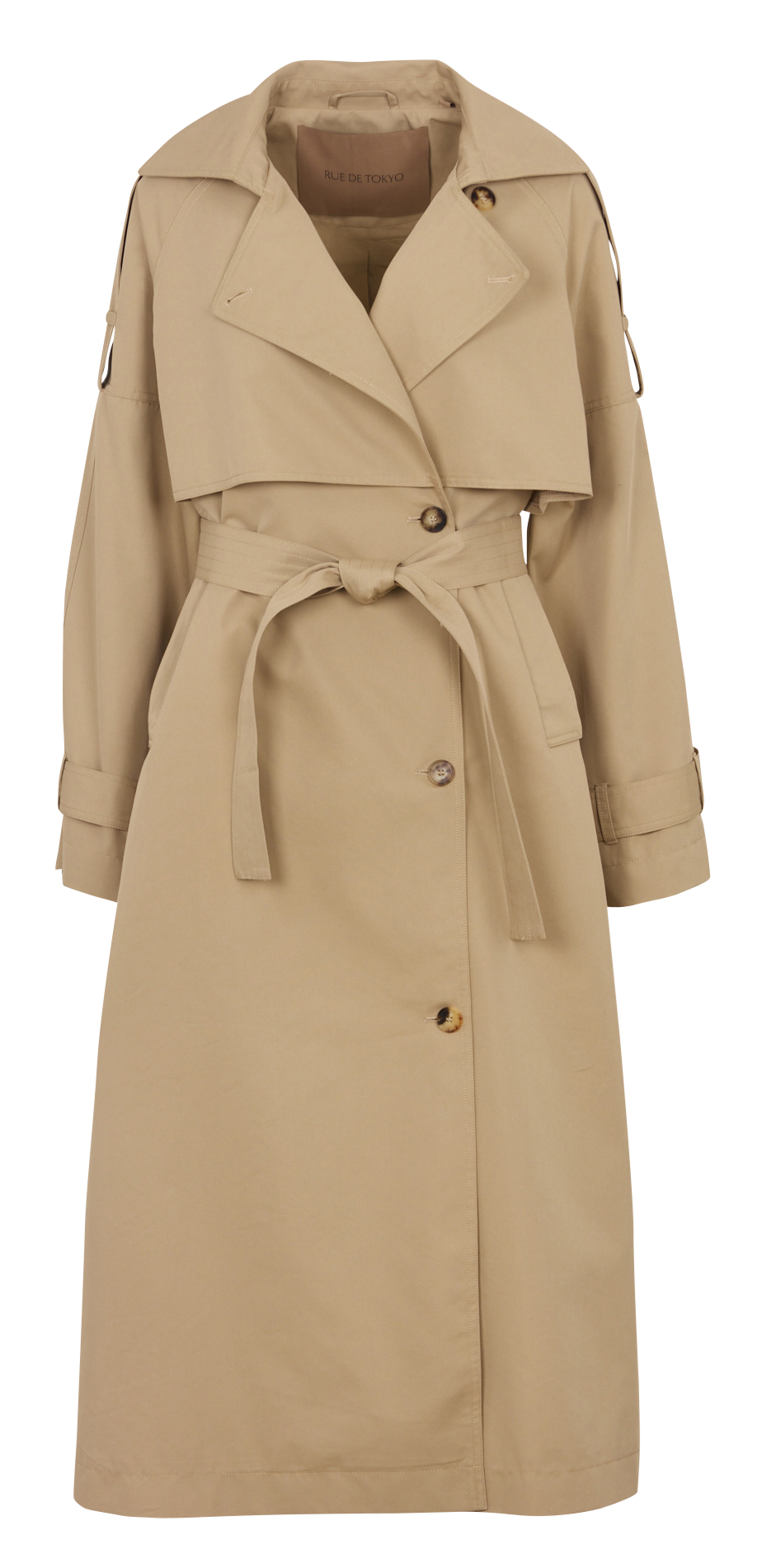 Lange trenchcoat met ceintuur in effen kleur RUE DE TOKYO Beige