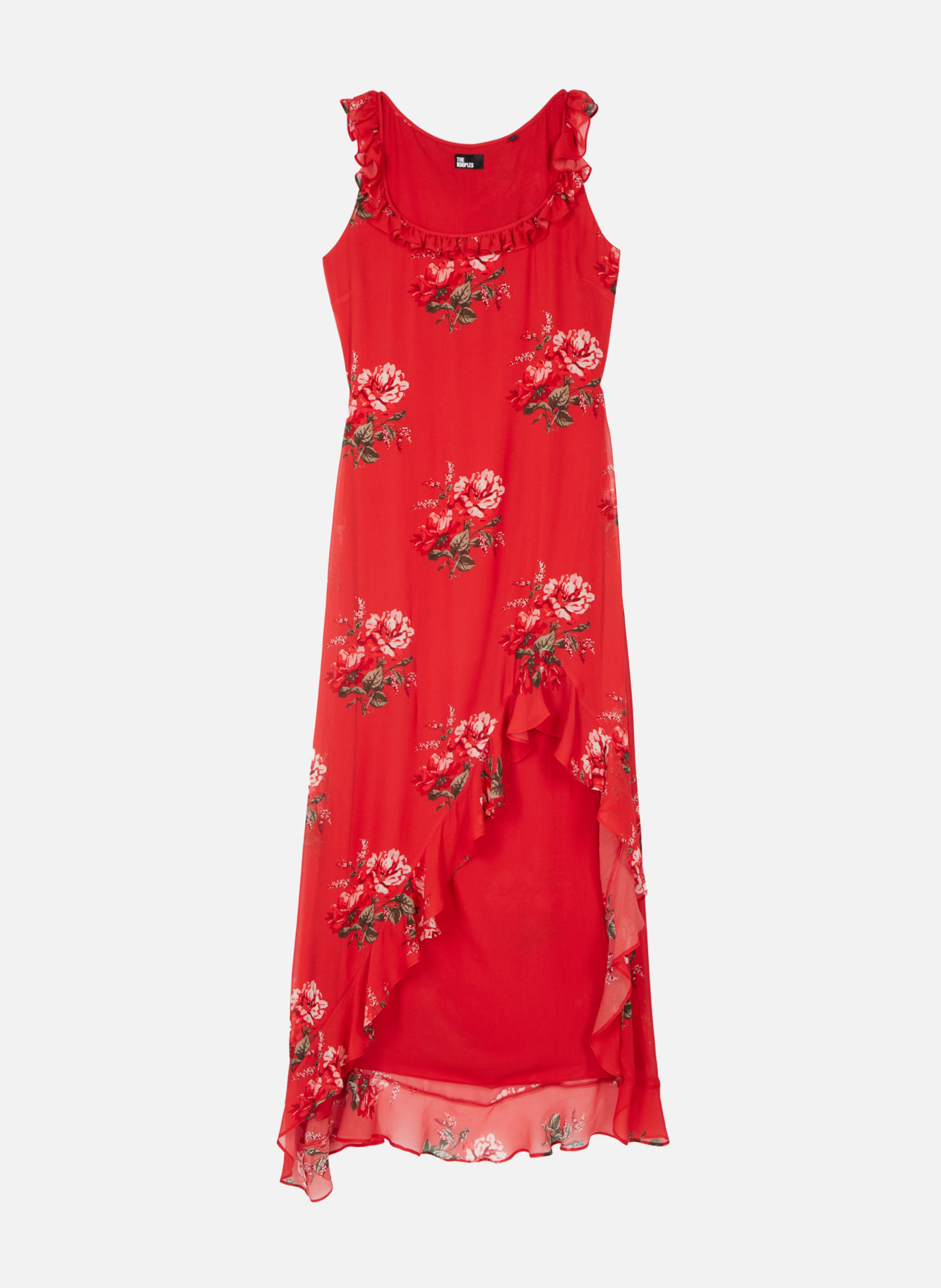 Long dress with ruffled floral print THE KOOPLES Red