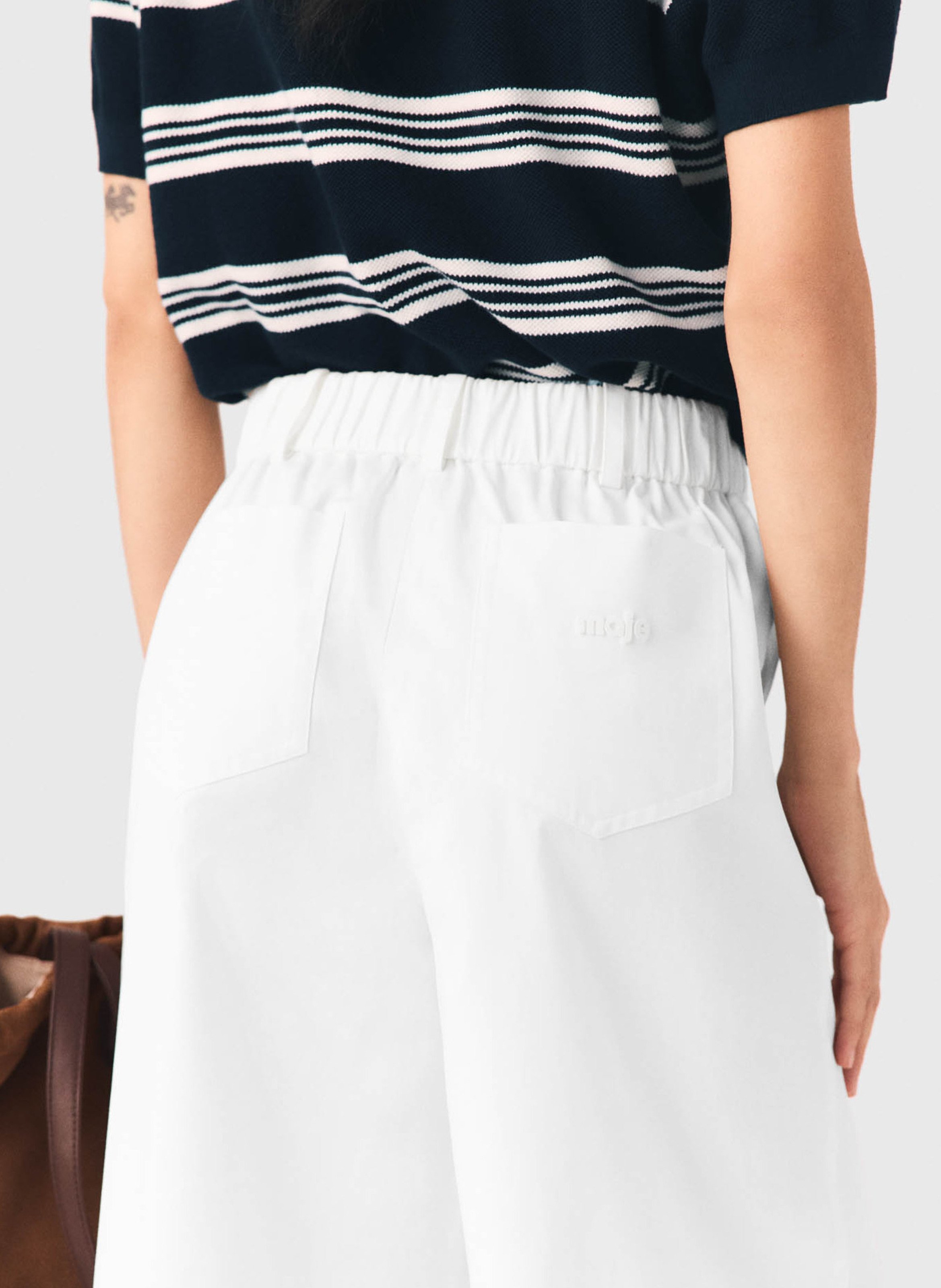 Wijde broek van katoen met hoge taille MAJE Wit