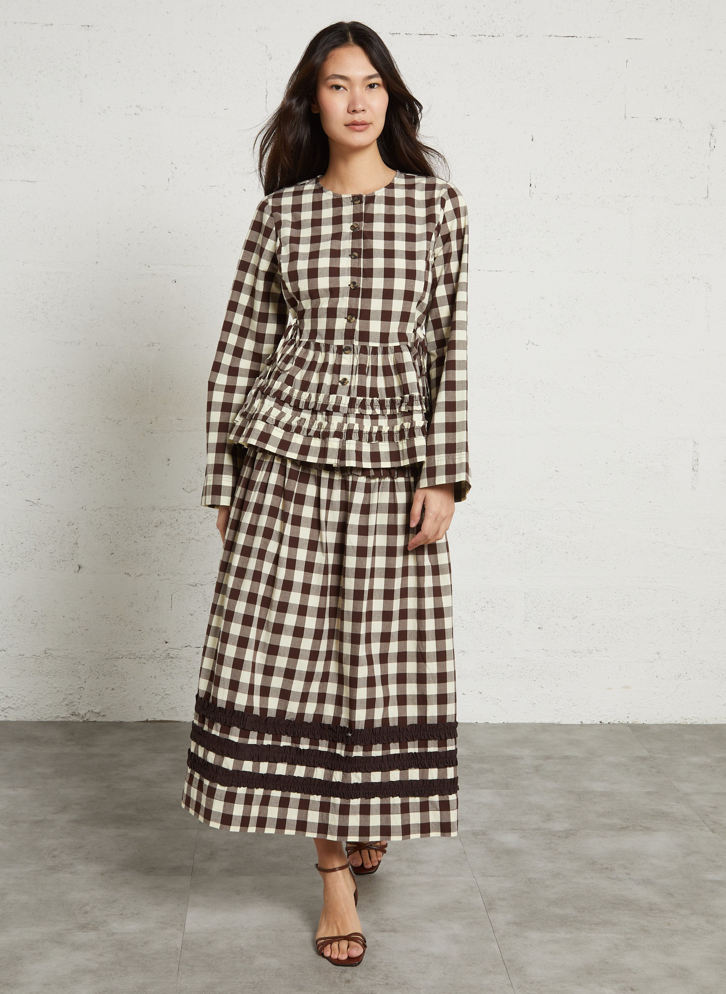 Flared skirt in organic cotton DAMSON MADDER Beige