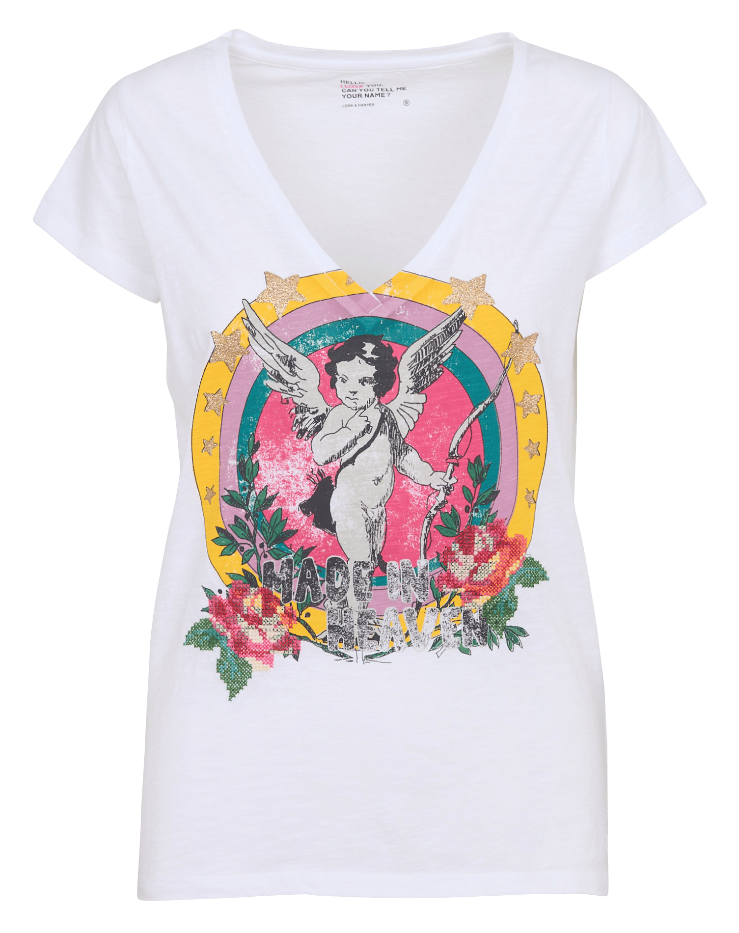 Straight V-neck T-shirt in organic cotton LEON & HARPER White