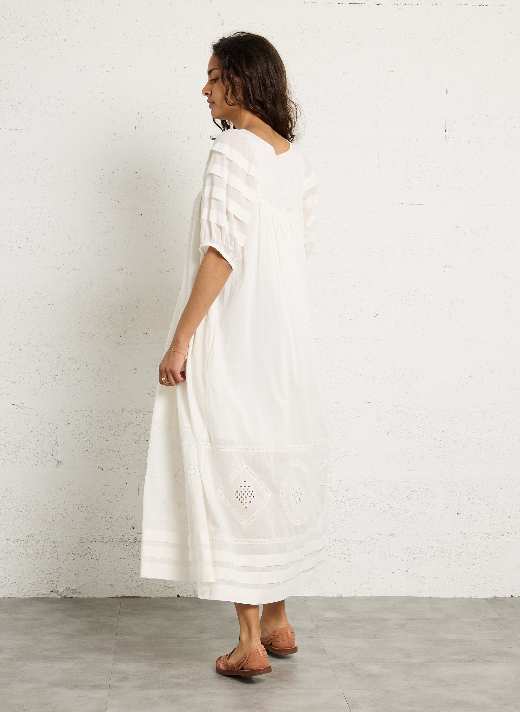 Robe longue ample en coton bio LEON & HARPER Blanc