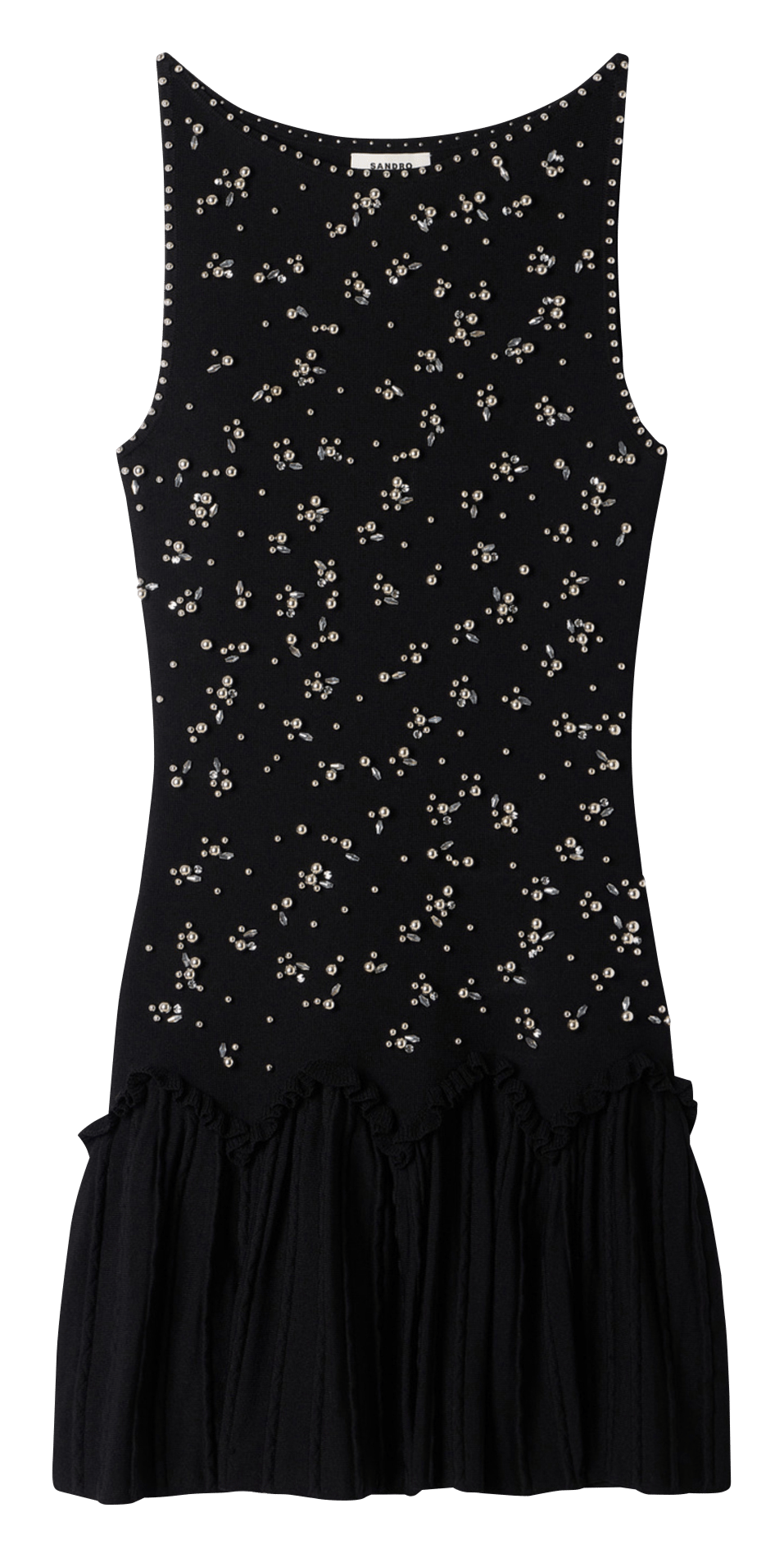 Robe en velours à perles SANDRO Noir