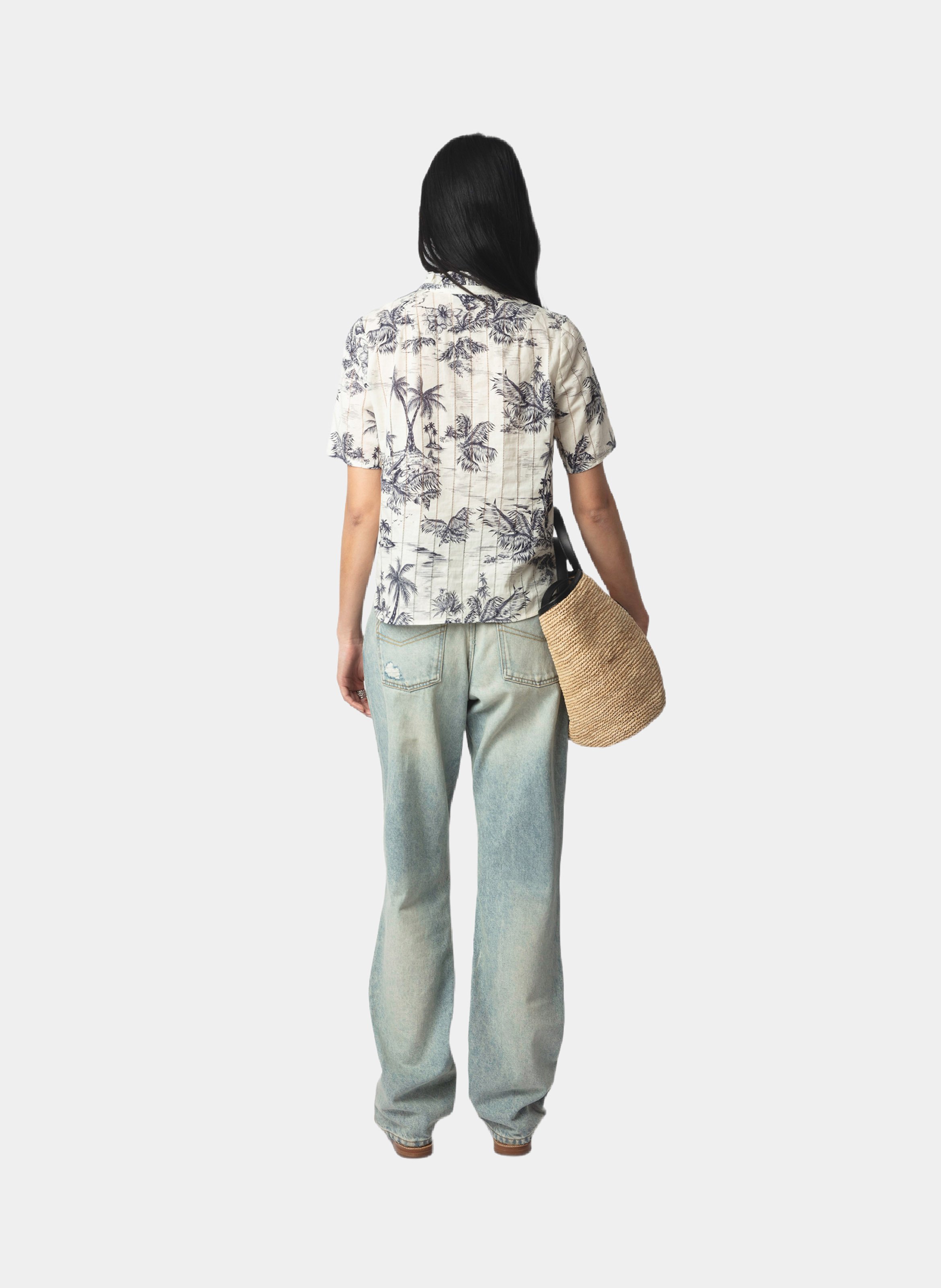 Blouse col rond en coton ZADIG&VOLTAIRE Blanc