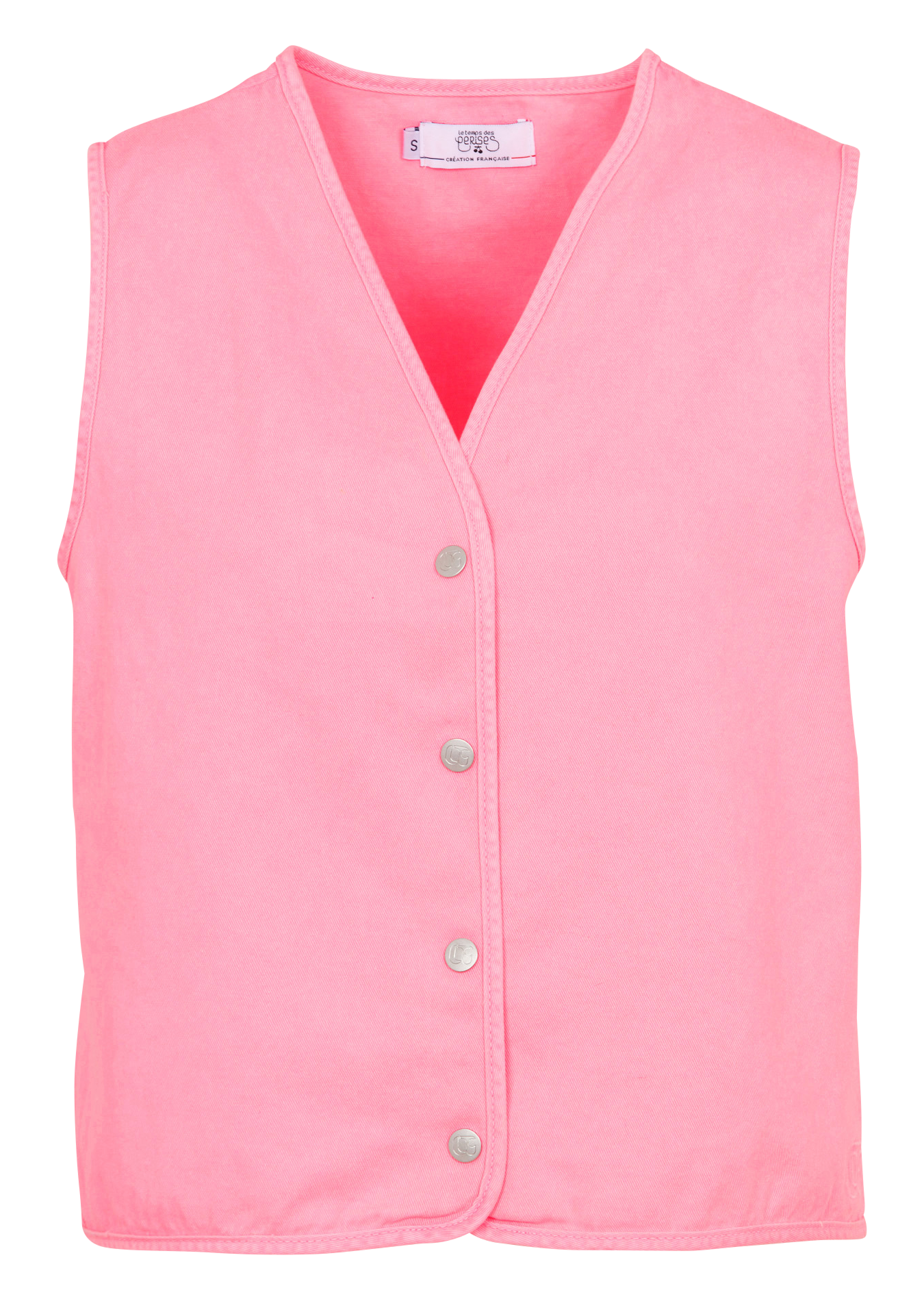 Baumwoll-Strickjacke mit V-Ausschnitt LE TEMPS DES CERISES Rosa
