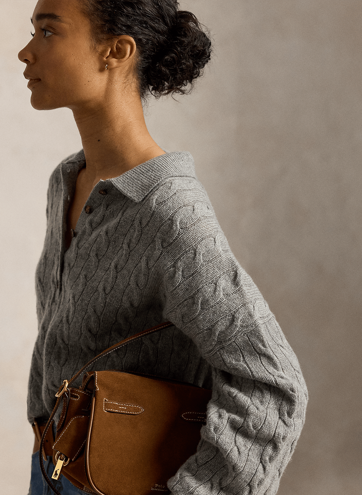 Wool-blend sweater with polo collar POLO RALPH LAUREN Grey