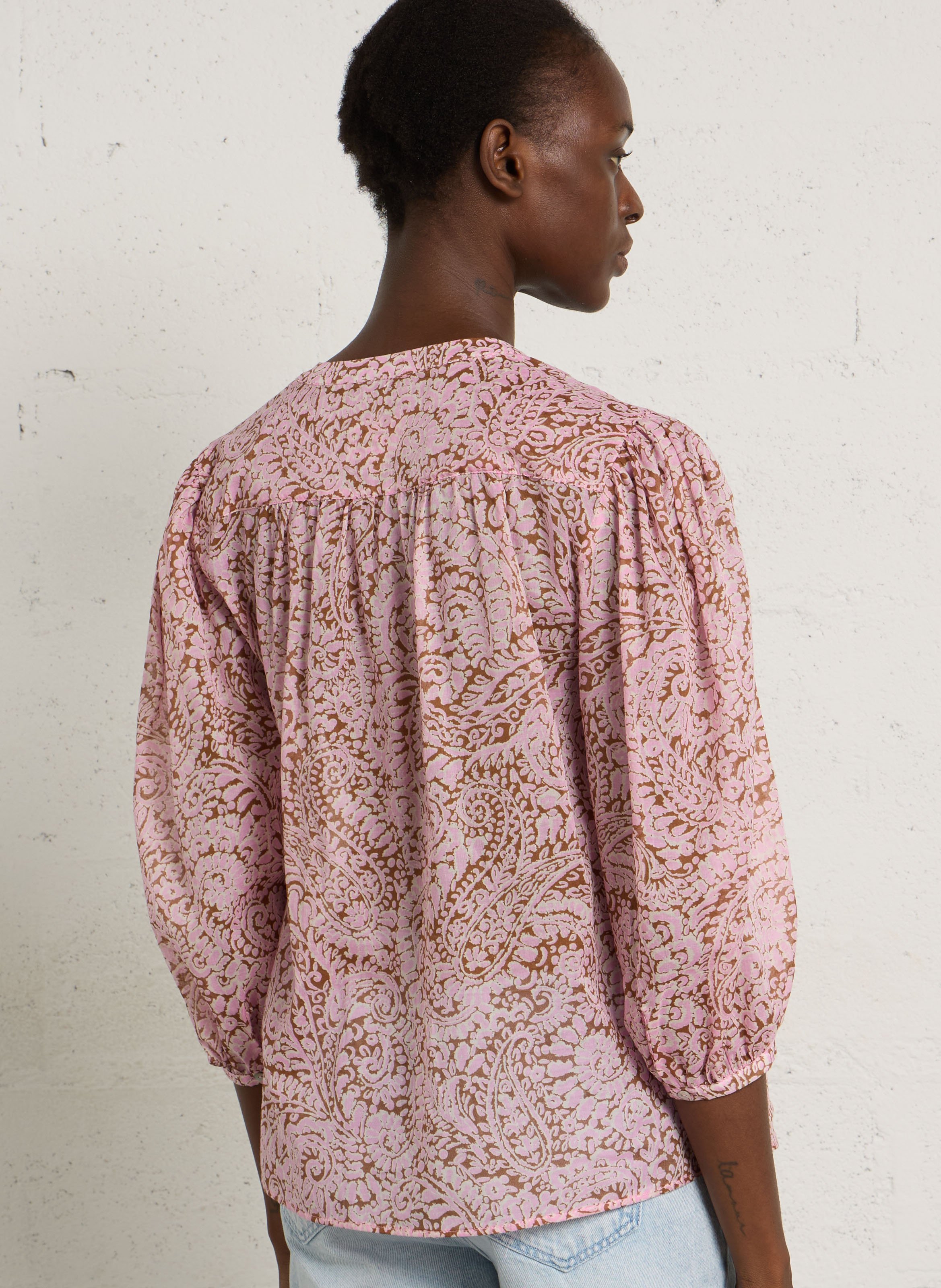 Katoenen blouse met tuniekhals MAISON 123 Roze