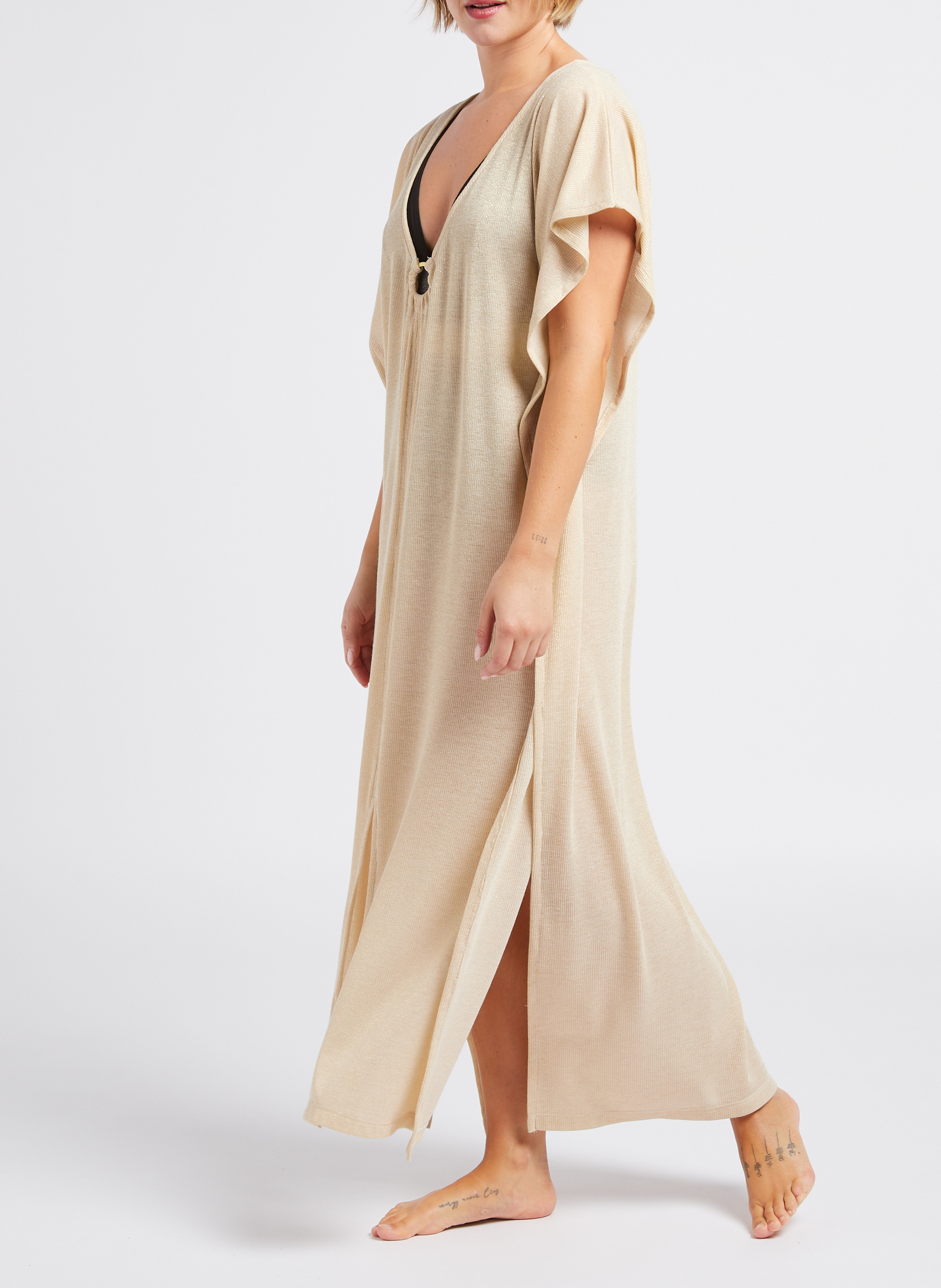 Metallic beach tunic LIVIA Beige