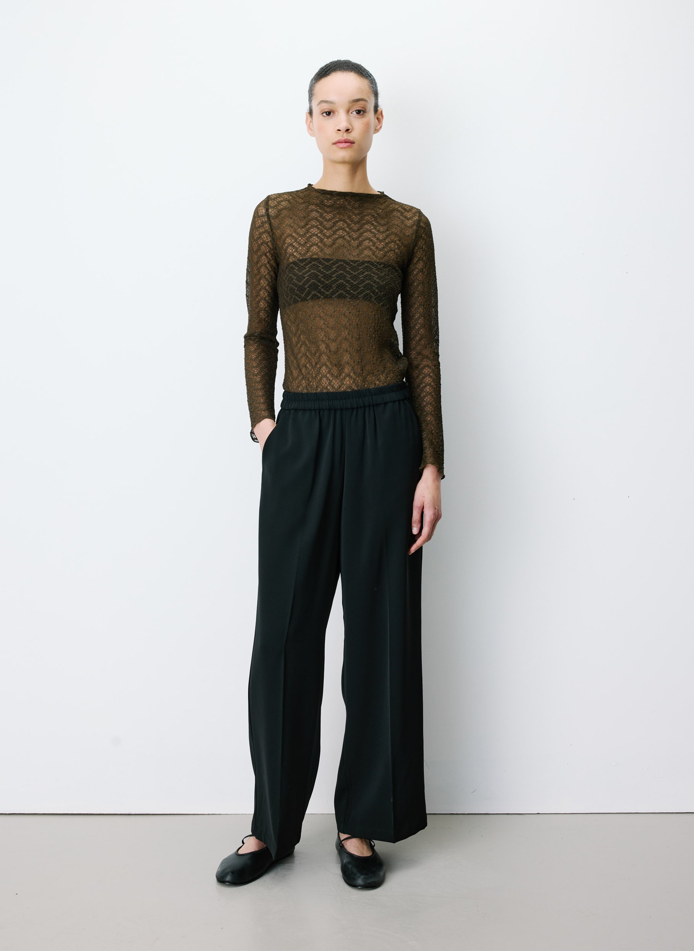 Rechte broek met halfhoge taille GRACE ET MILA Zwart