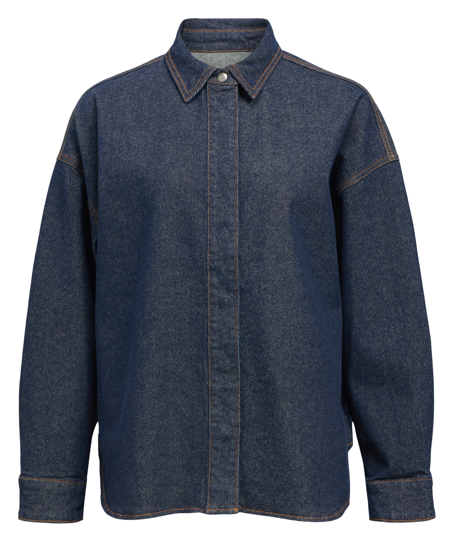 Weites Hemd aus rohem Denim OBJECT Blau