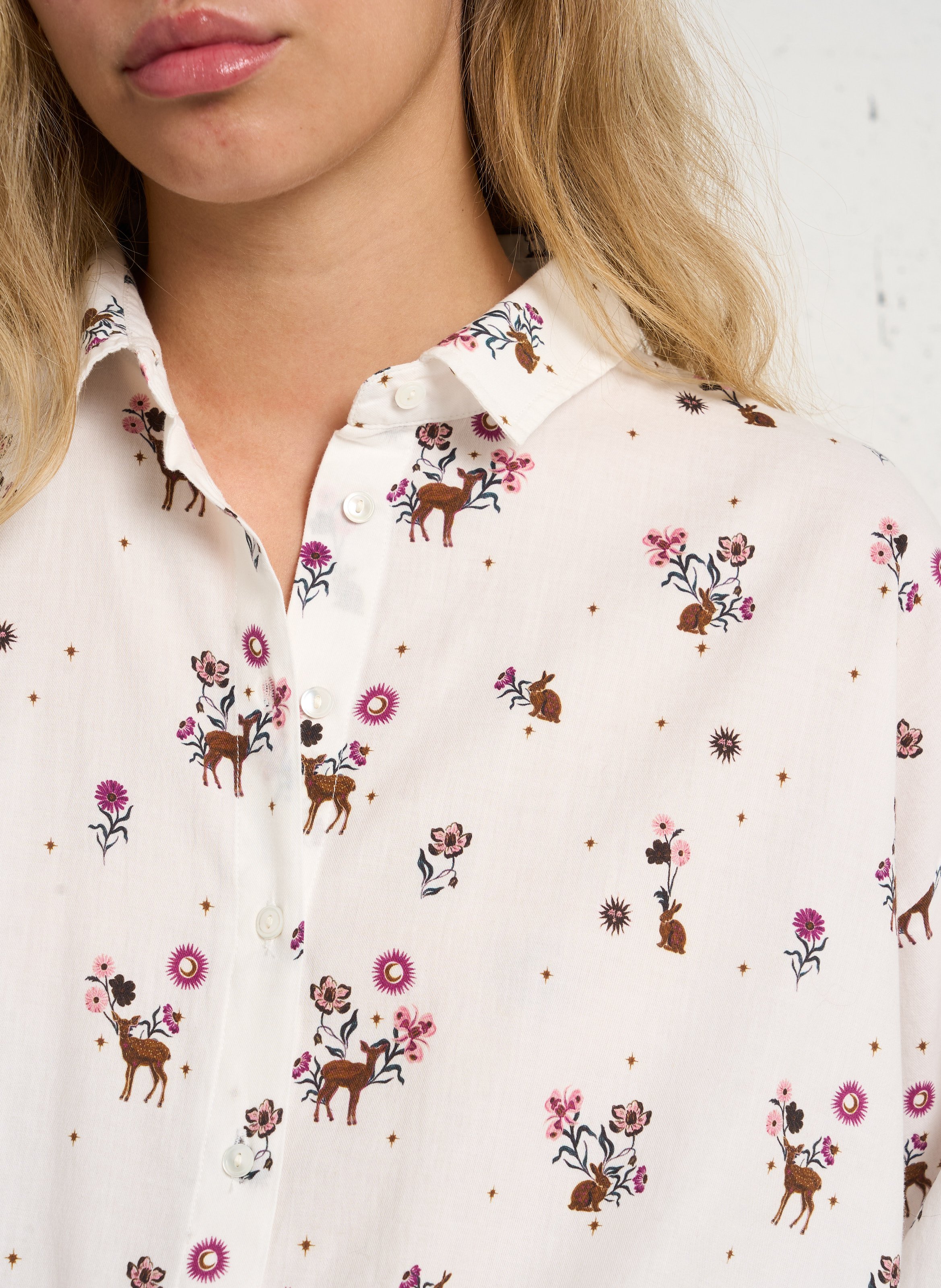 Chemise ample imprimé en coton DES PETITS HAUTS Blanc