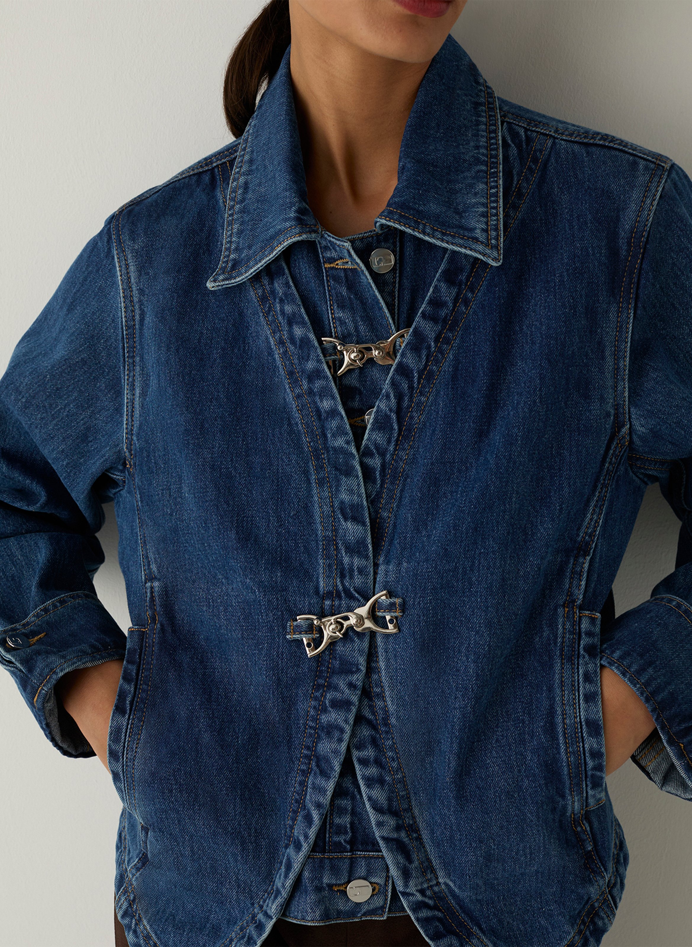 Jacke mit klassischem Kragen aus Baumwolldenim LAAGAM Blau