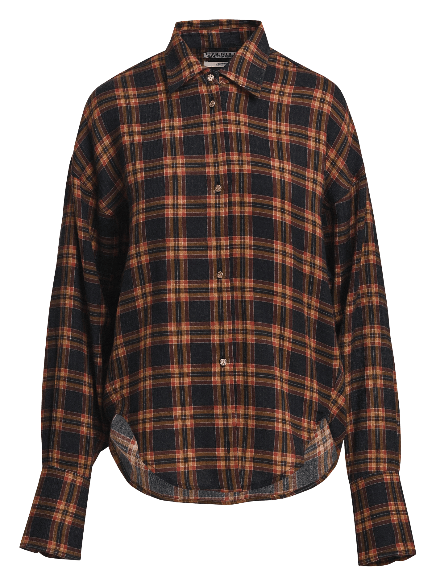 Straight-cut cotton-blend shirt with classic collar ESSENTIEL ANTWERP Orange