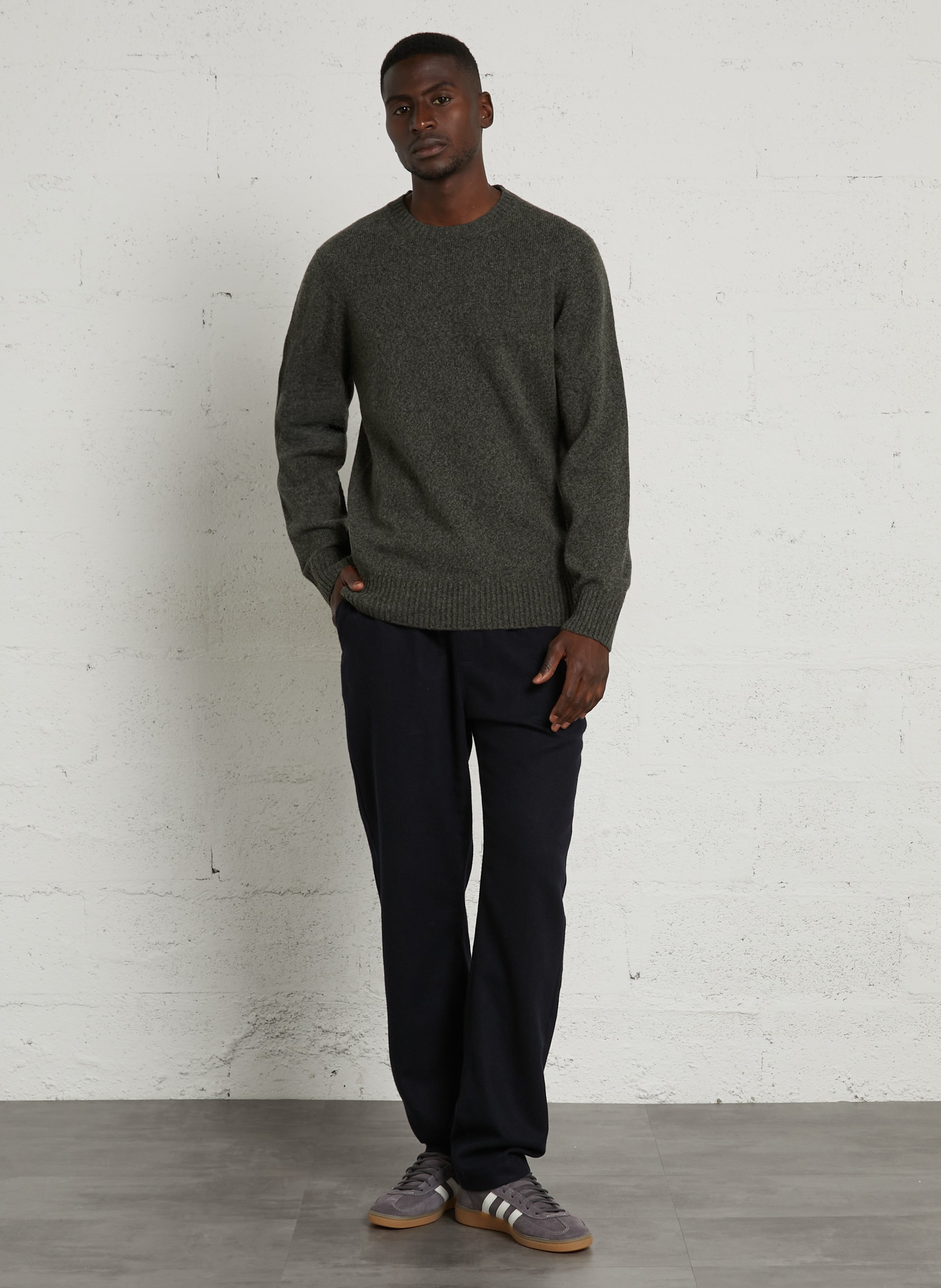 Pull droit col rond en laine HARTFORD Vert