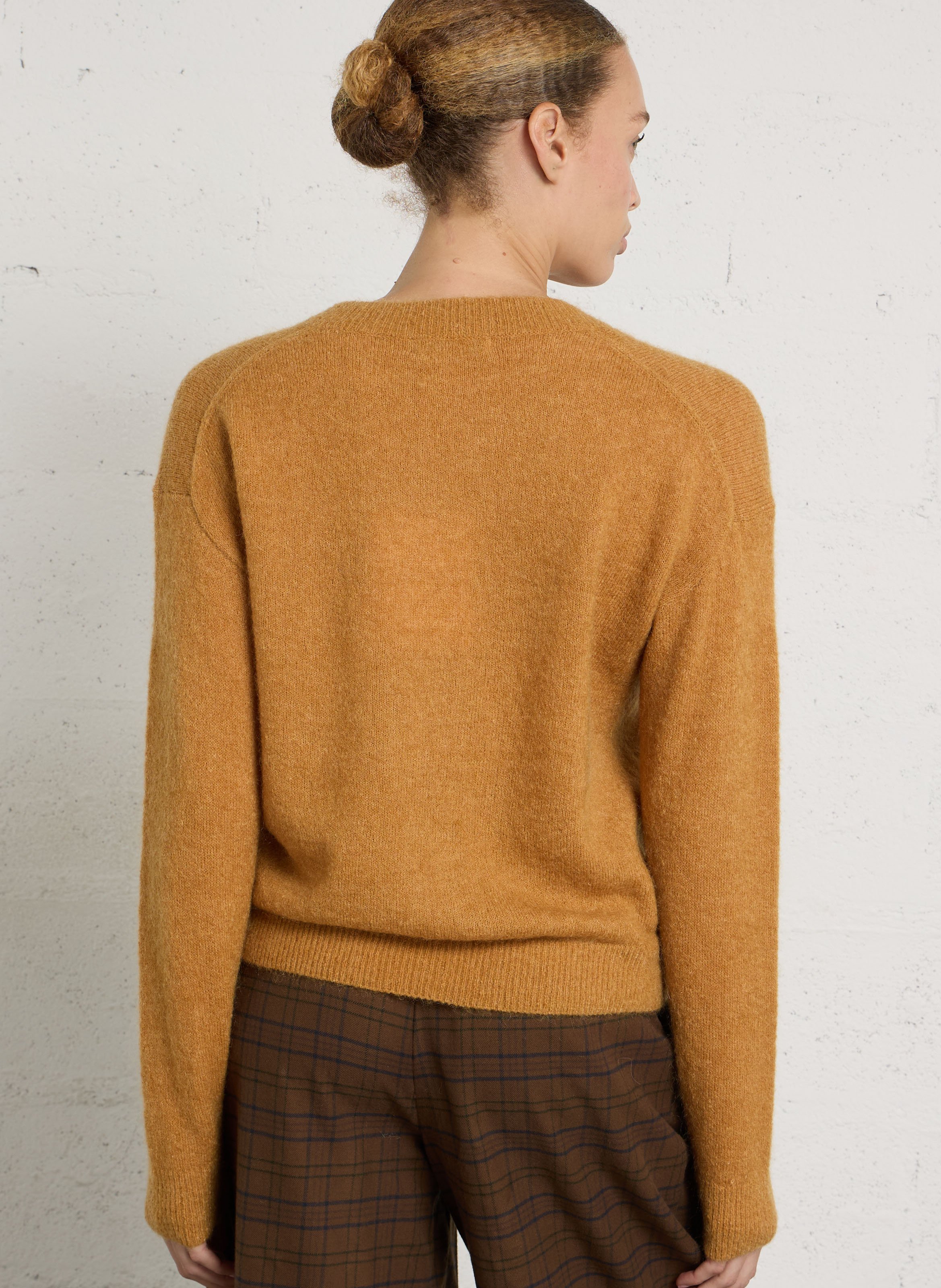 Gerade geschnittene Strickjacke mit V-Ausschnitt JC SOPHIE Orange