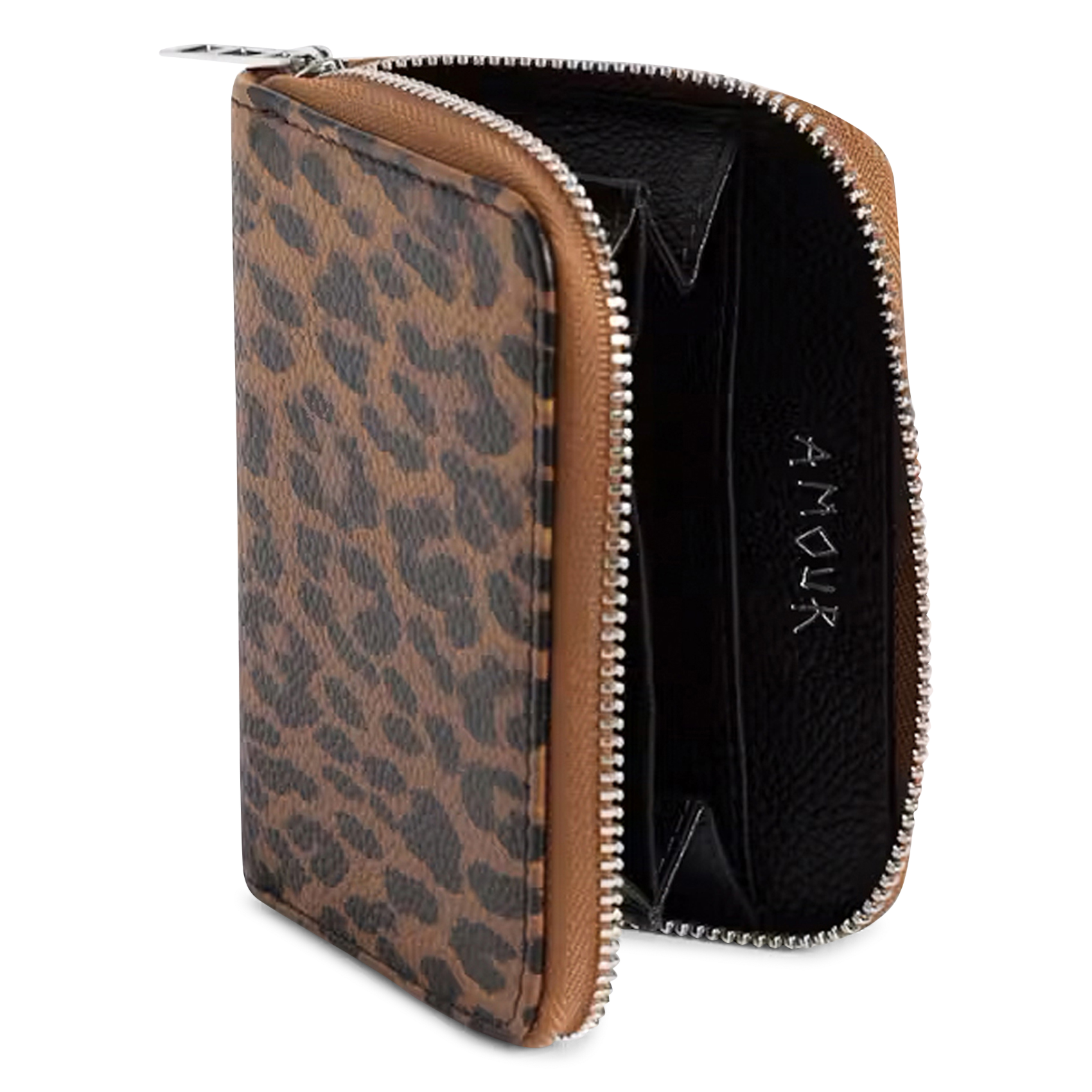 Leopard-Print Leder Reißverschluss Geldbörse ZADIG&VOLTAIRE Braun