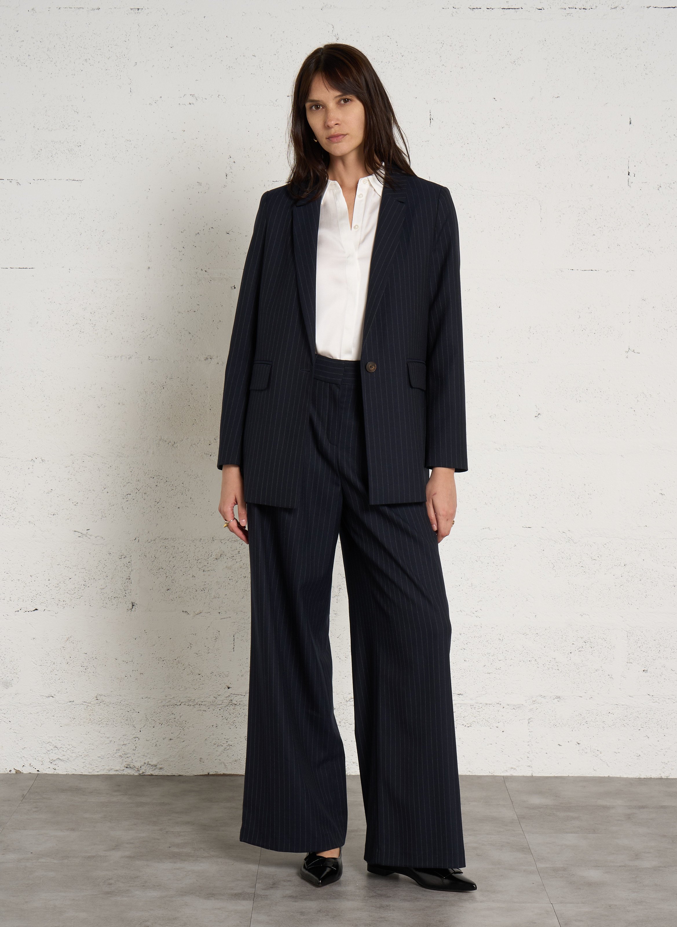 Wijde gestreepte broek met plooien MAISON 123 Blauw