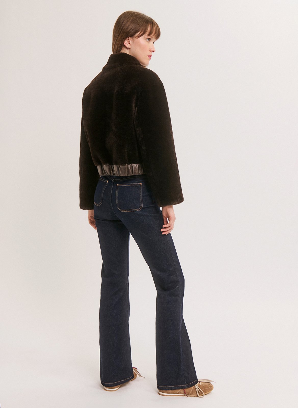 Manteau col classique en fausse fourrure PABLO Bruin