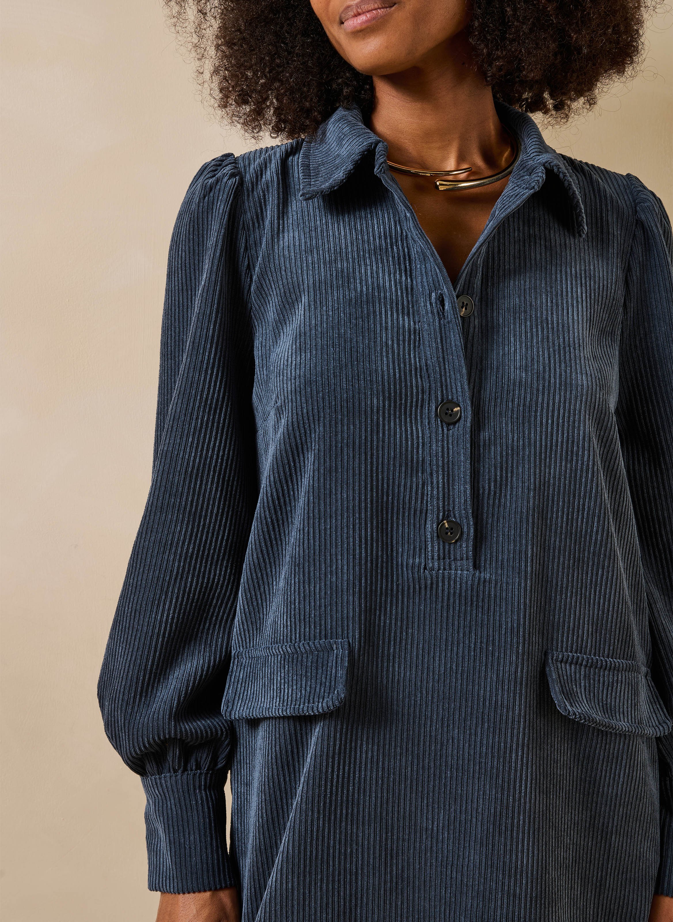 Ribbed straight short dress LA FEE MARABOUTEE Blue