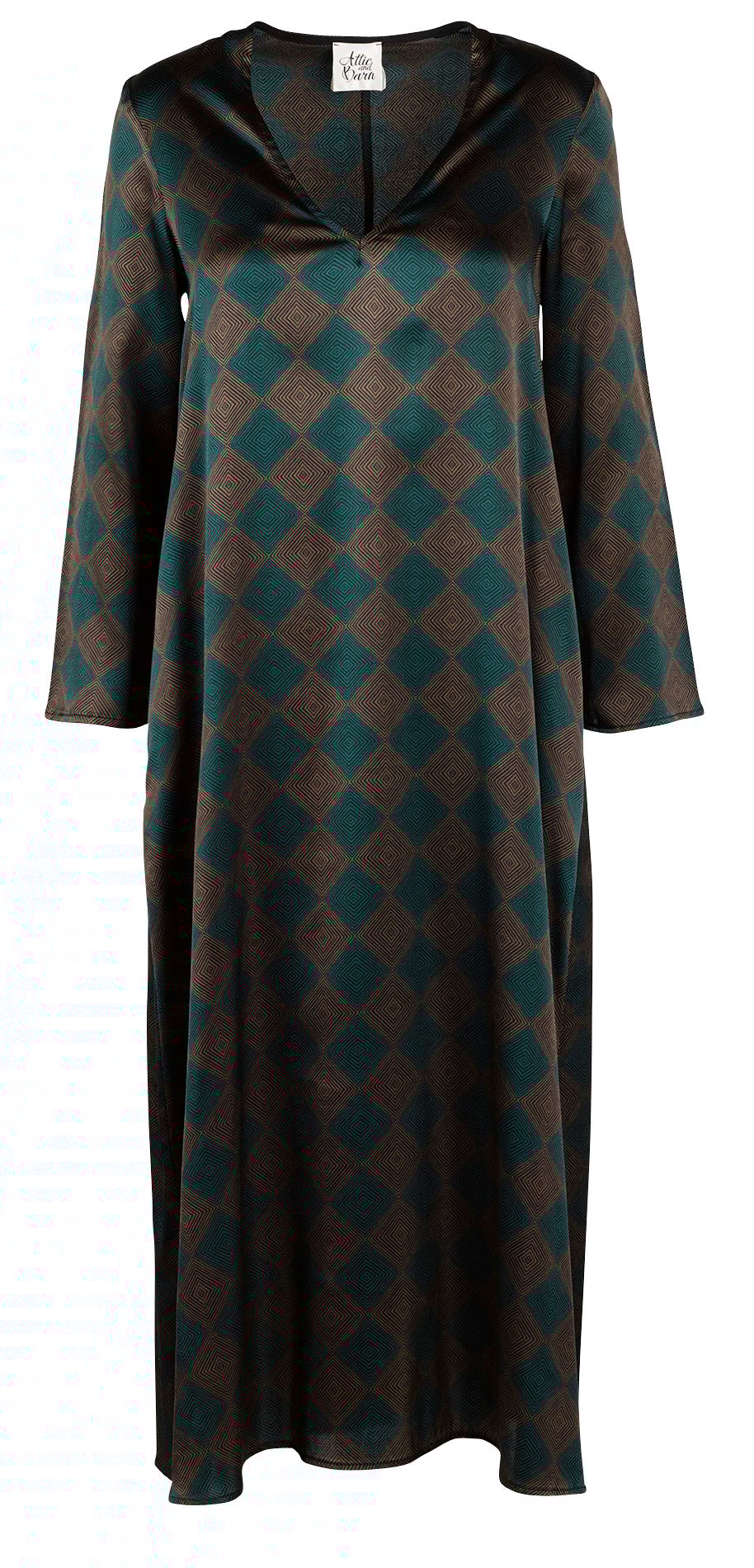Printed long silk dress  ATTIC AND BARN Green
