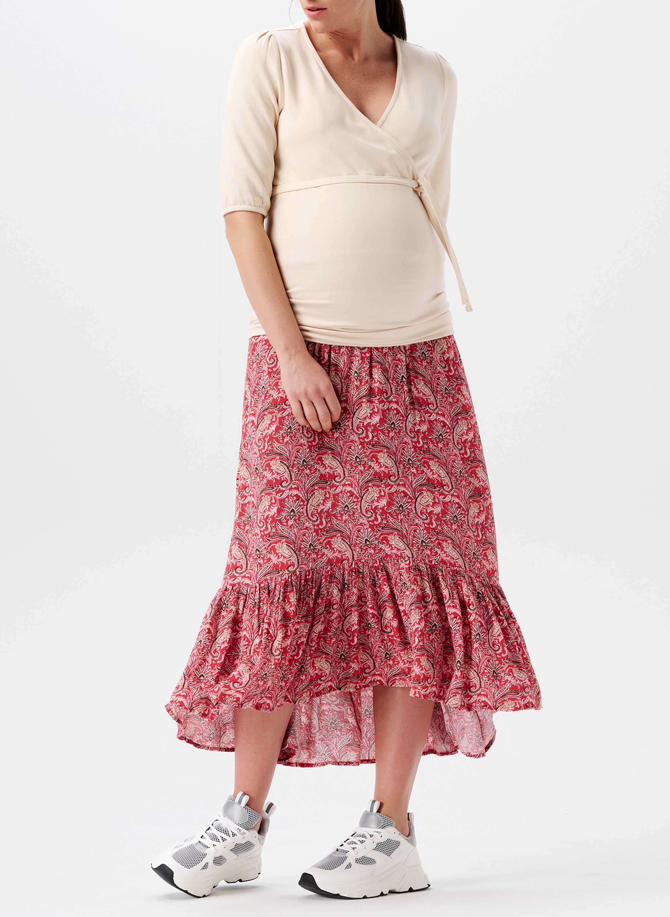 Jupe longues de grossesse imprimée  NOPPIES Rouge