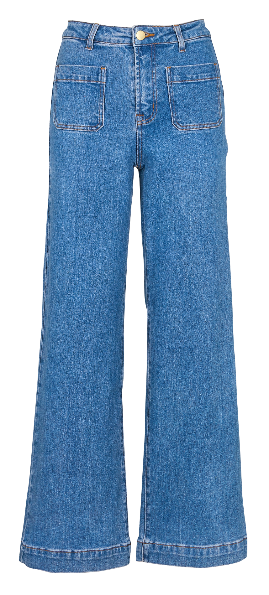 High-rise flared cotton-blend jeans Blue