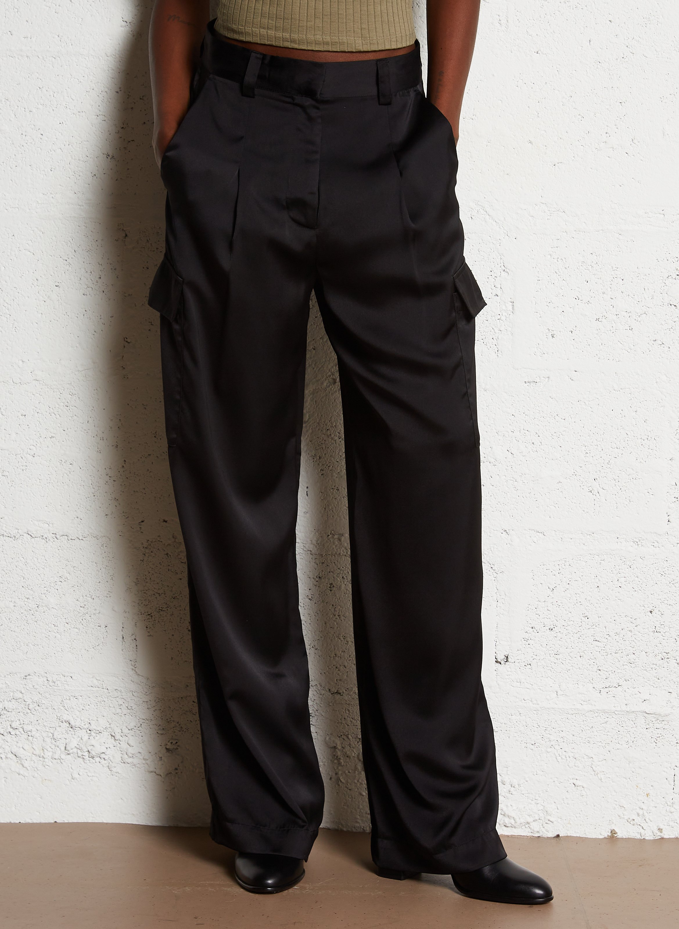 Pantalon large taille haute BA&SH Noir