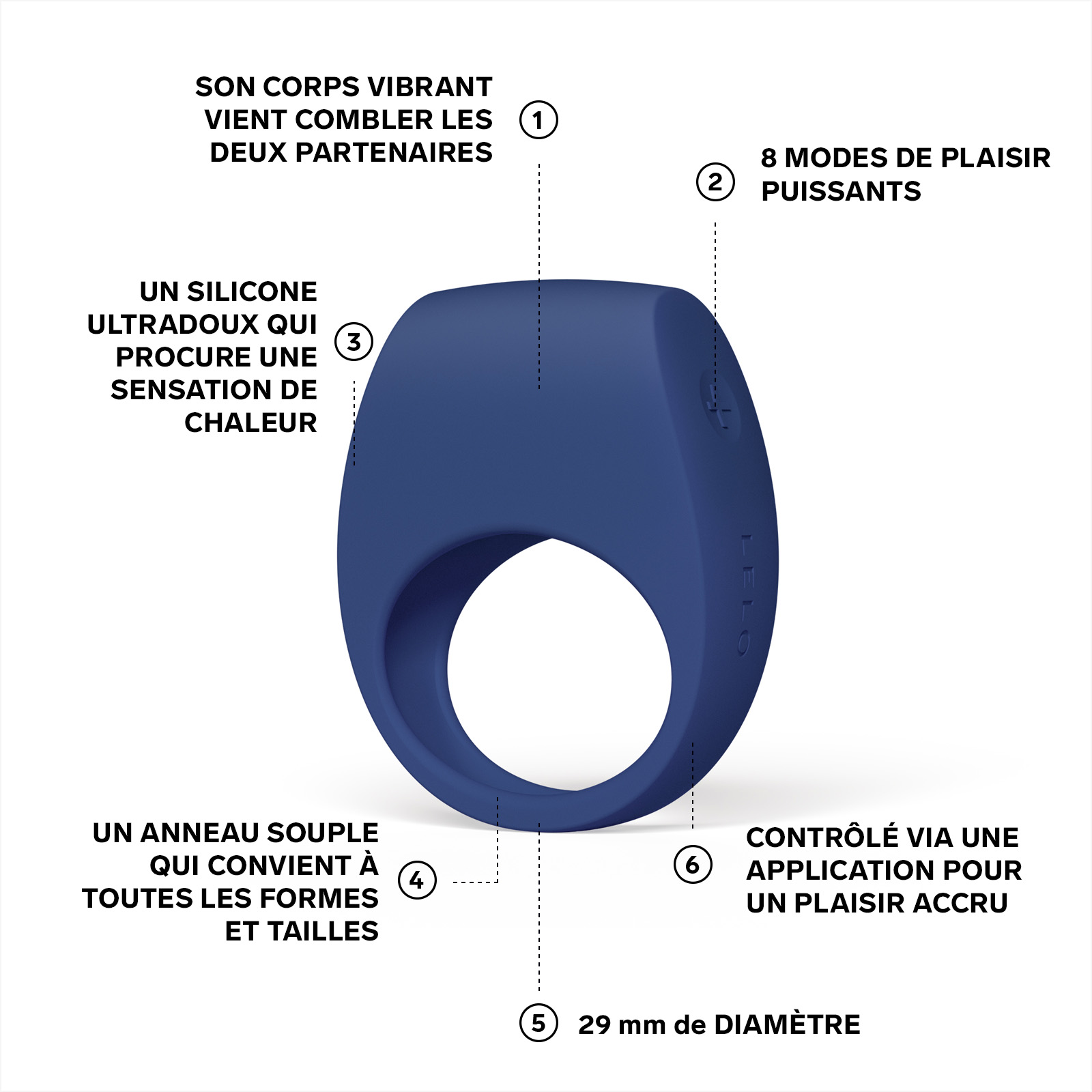 Vibrating ring for couples, cockring LELO Bleu