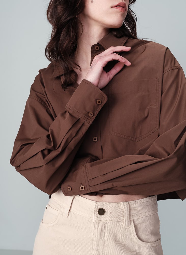 Chemise court en coton GRACE ET MILA Marron