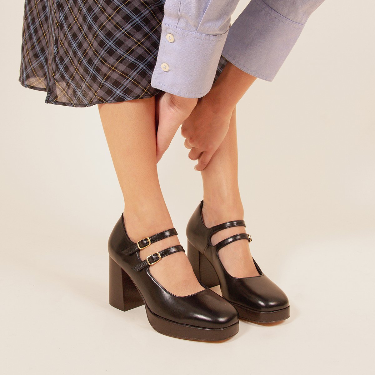 Babies leather platform JULES & JENN Black