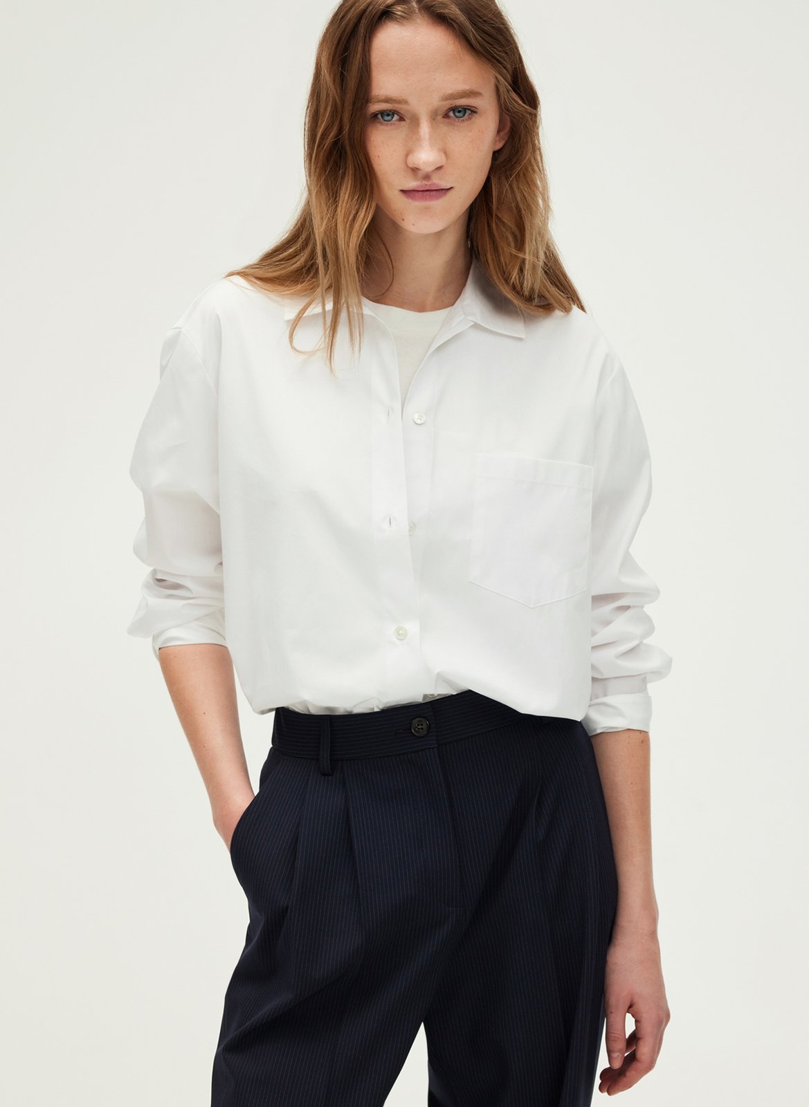 Chemise col classique en coton PABLO Blanc