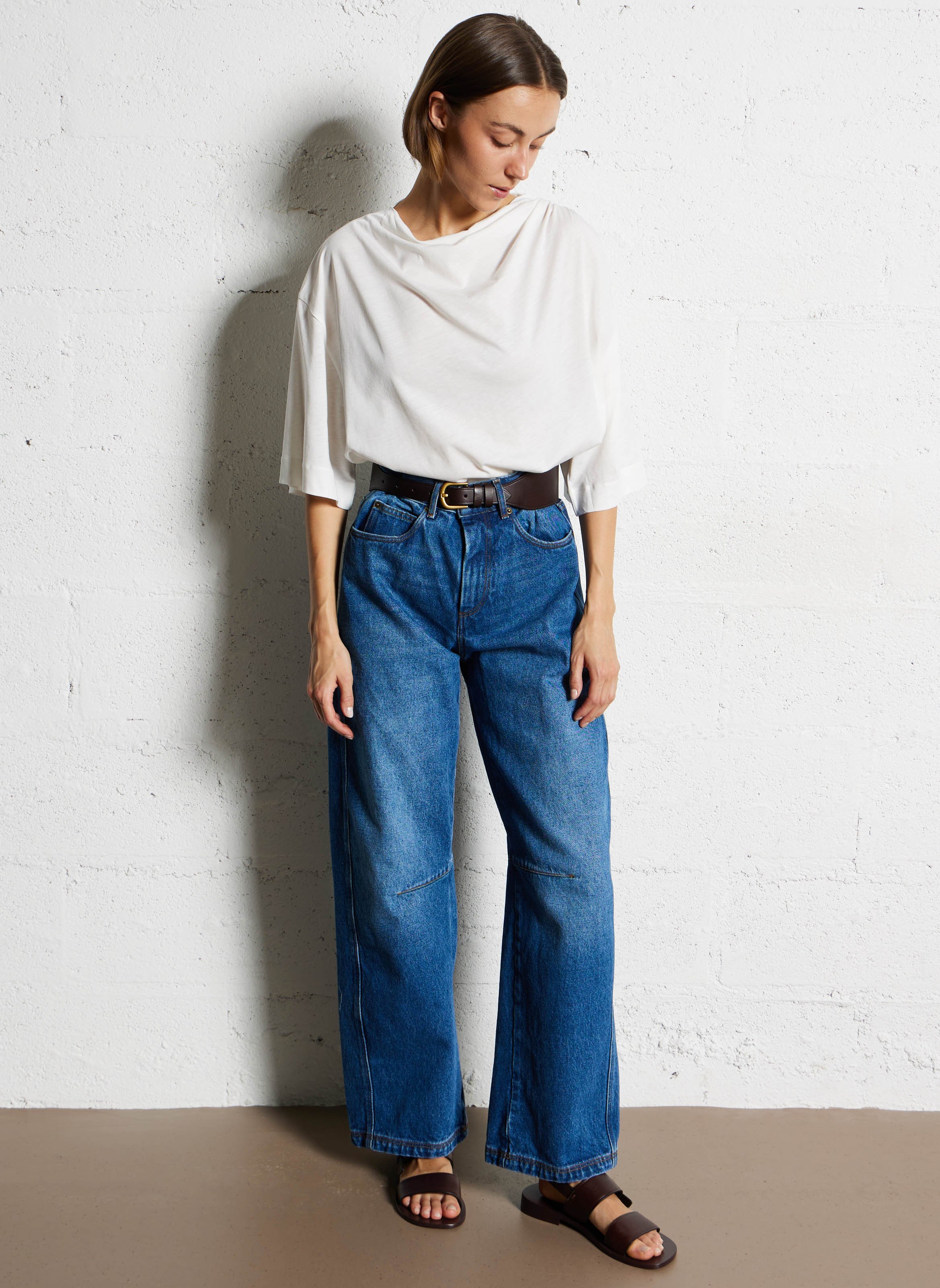 Weit geschnittene Jeans - aus Baumwolle SOEUR Blau