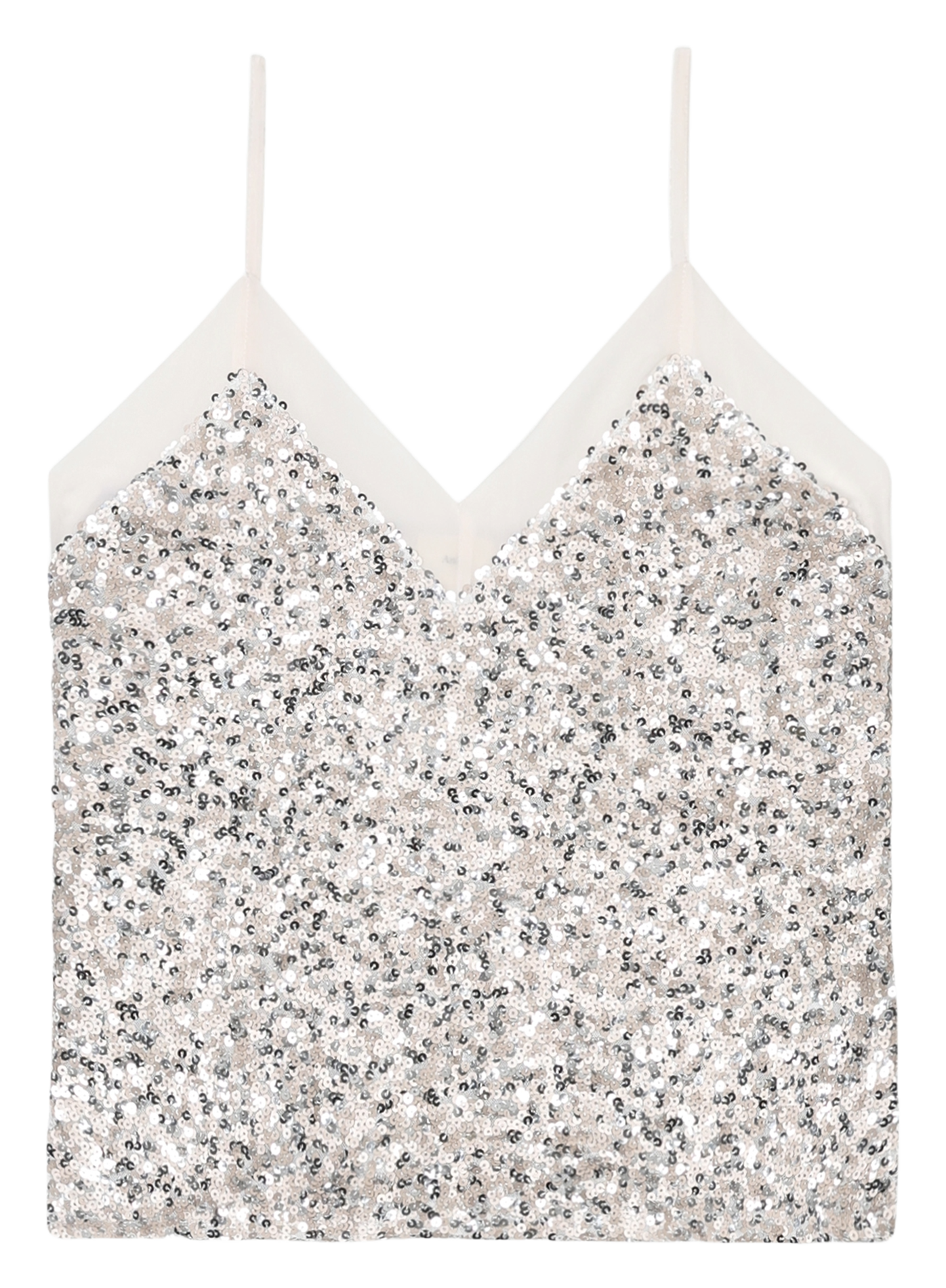 V-neck sequin camisole AN'GE White