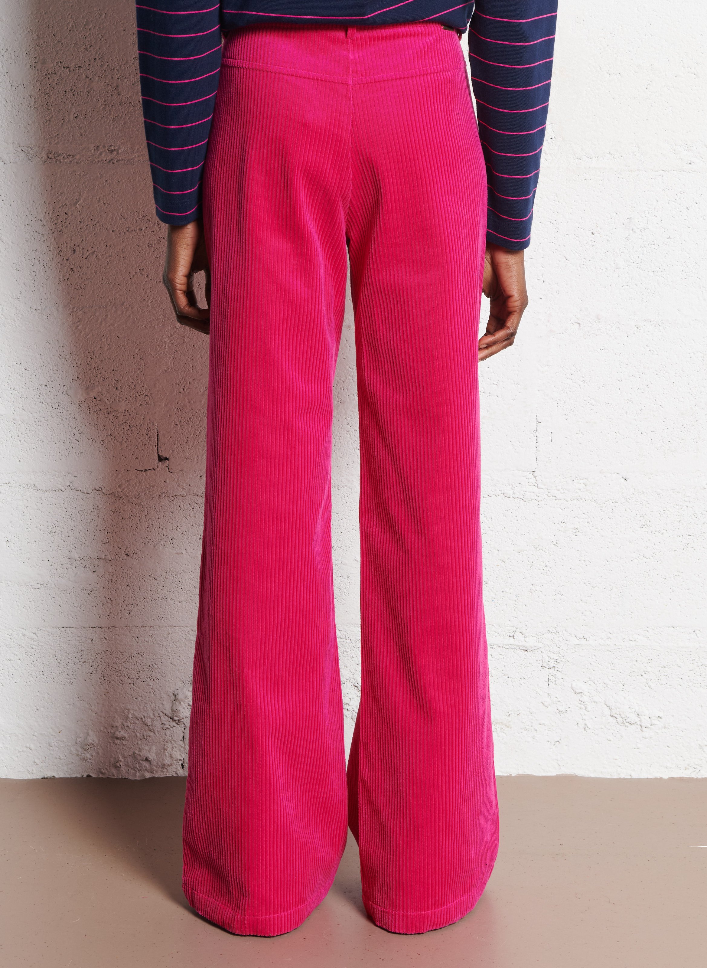 Wide ribbed cotton trousers ONE STEP Pink