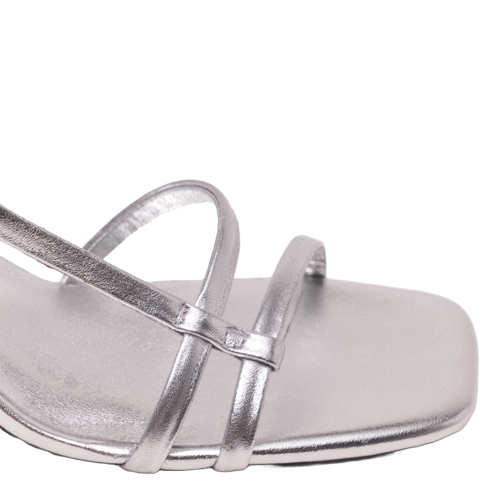 Glanzende, leren sandalen met hak MAJE Zilver
