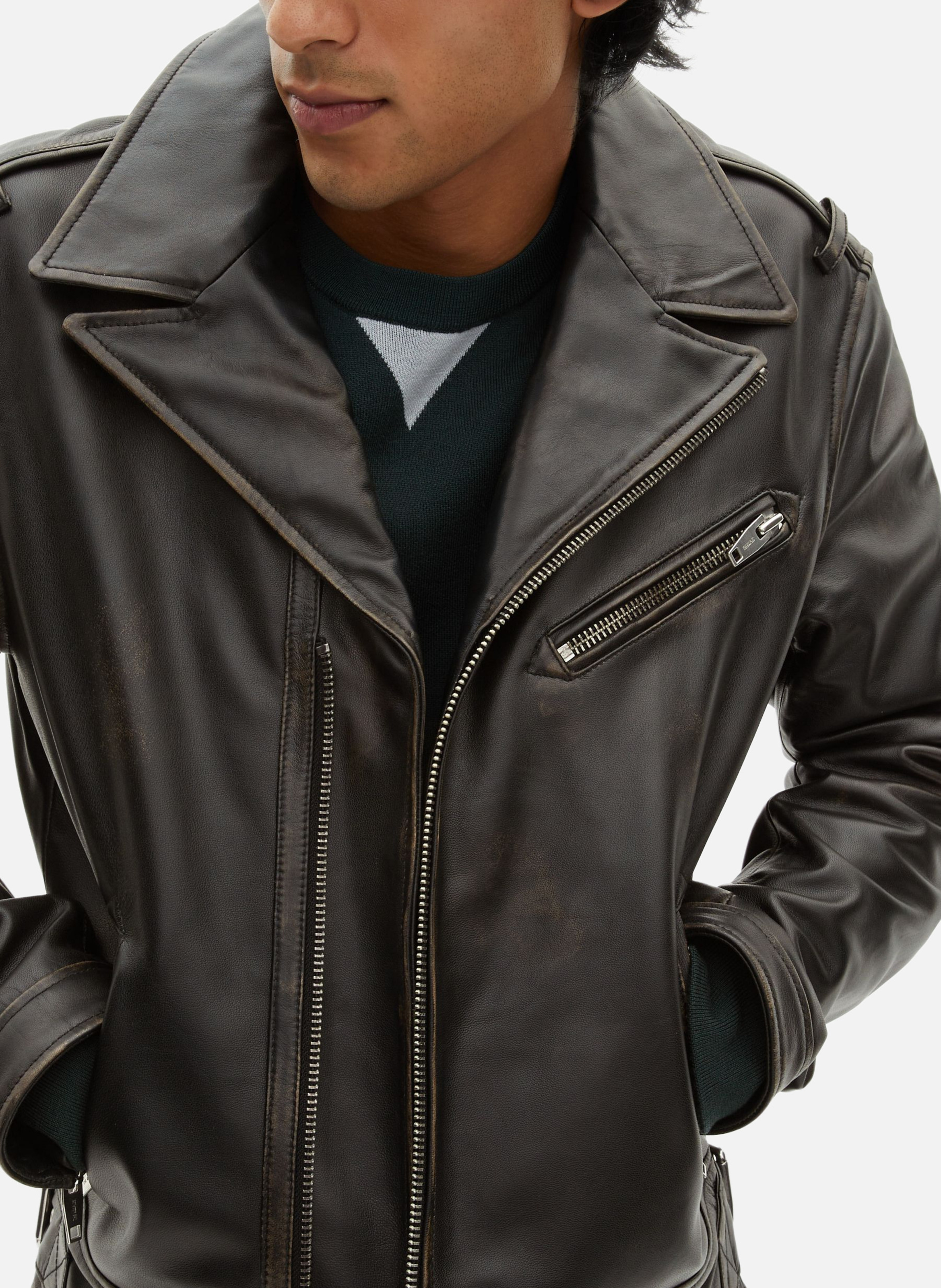 Leather biker-style jacket THE KOOPLES Black