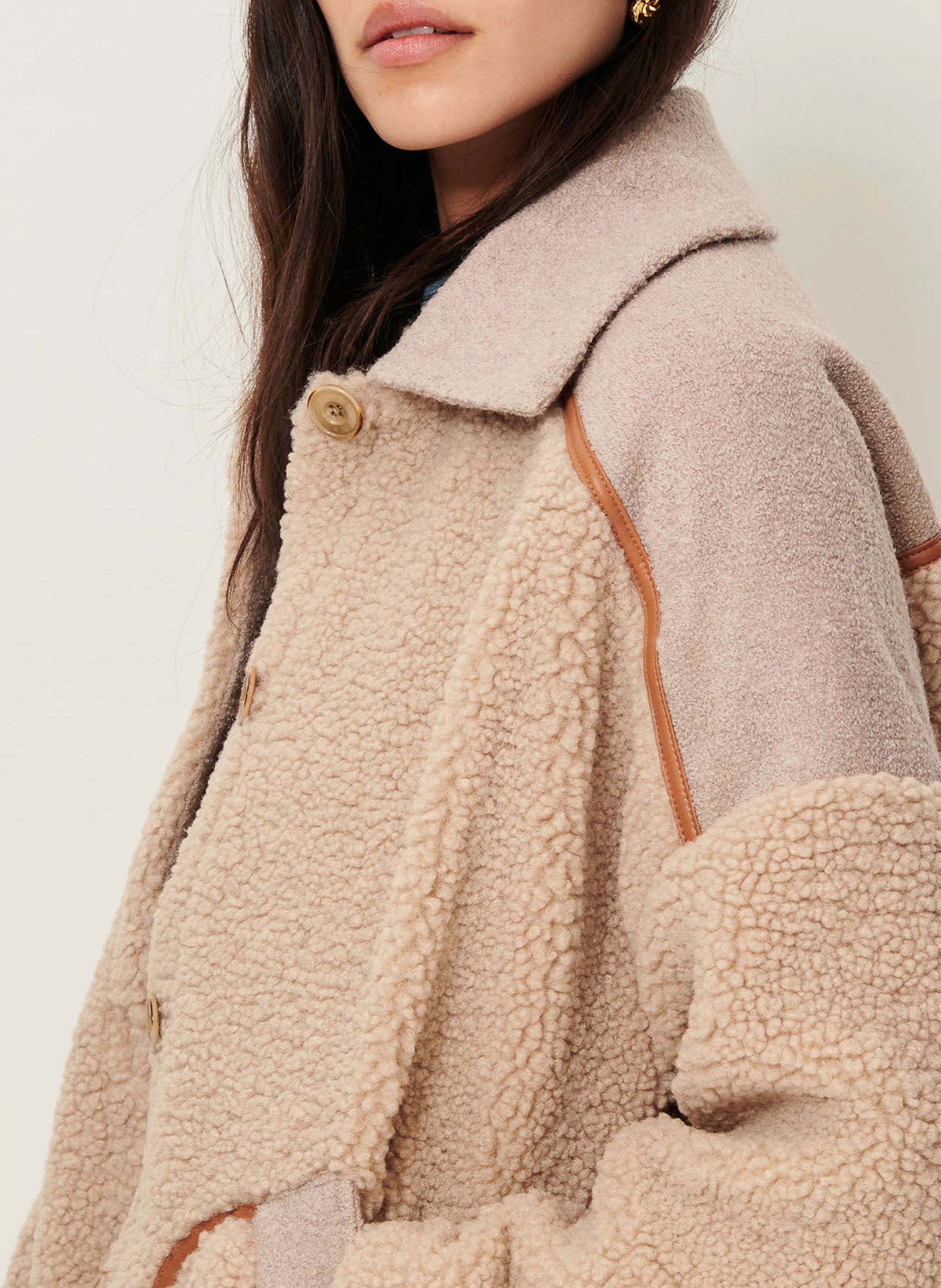 Veste oversize en laine mélangée SESSUN Beige