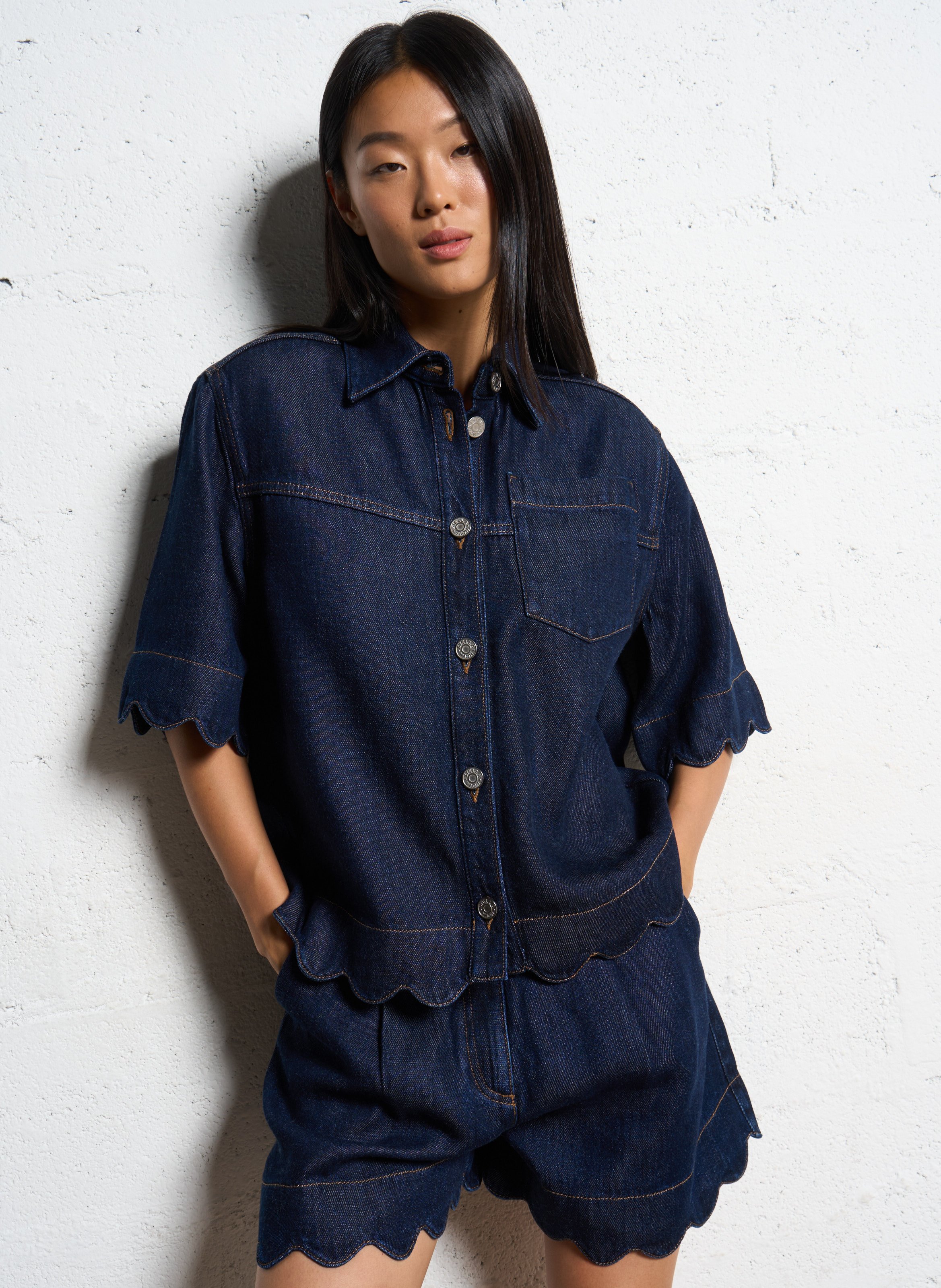 Jeanshemd mit klassischem Kragen STELLA NOVA Blau