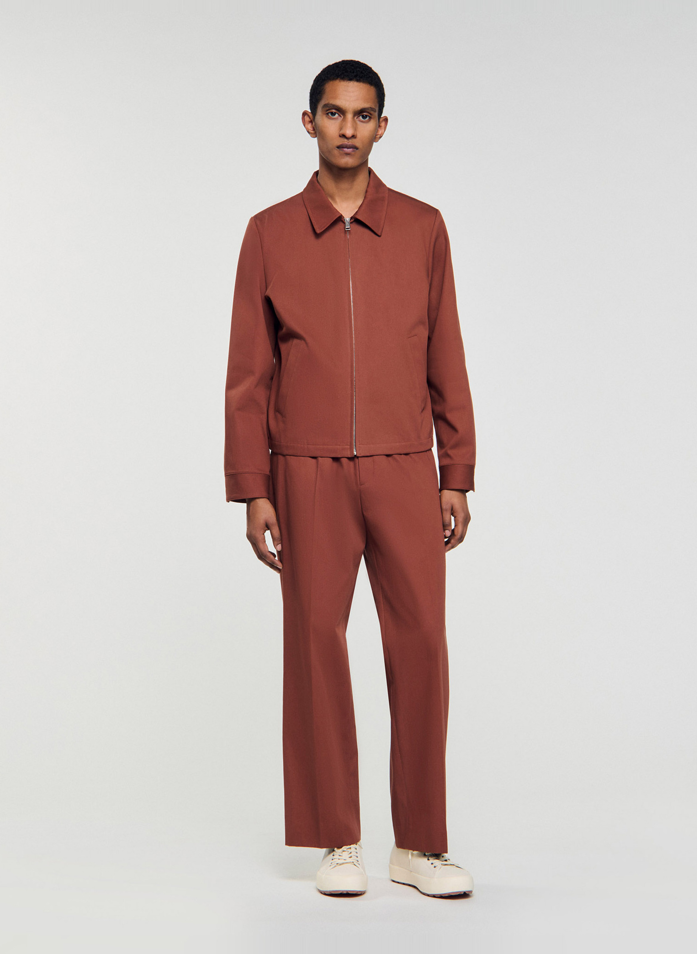 Regular-fit cotton jacket SANDRO Brown