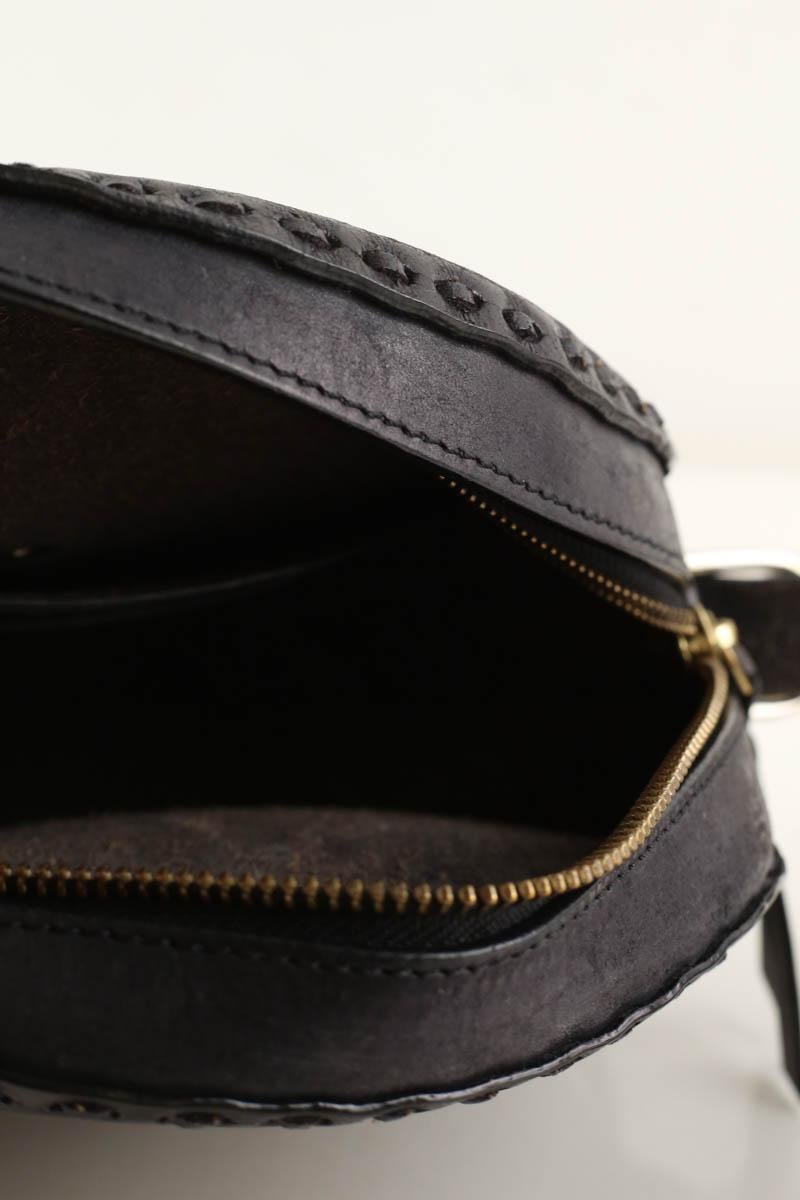 Leather messenger bag ANTIK BATIK - Seconde Main Black