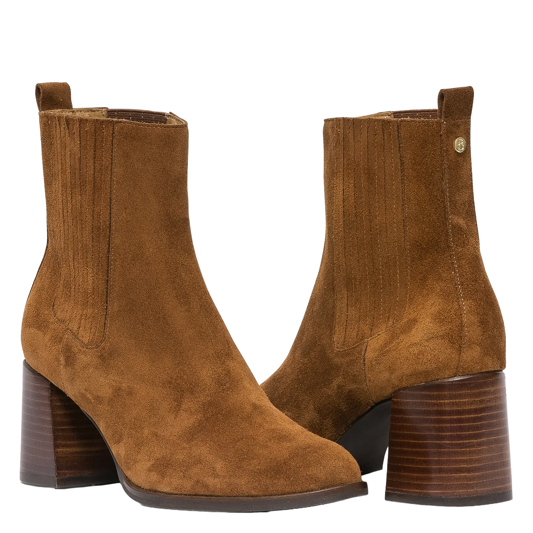 Chelsea heeled ankle boots in suede leather BOCAGE Brown