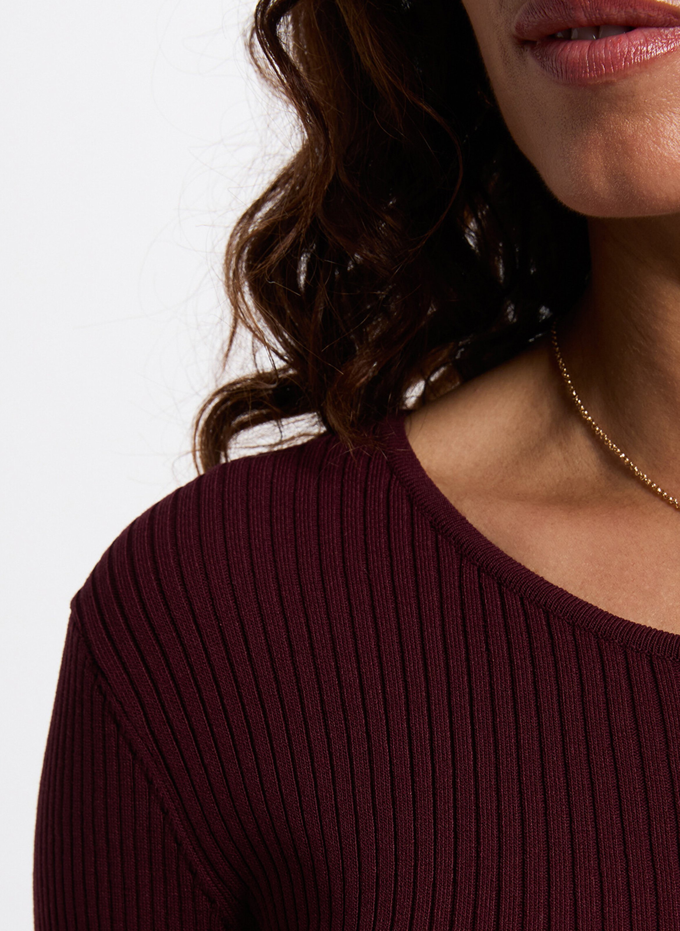 Round-neck knit midi dress MORGAN Purple