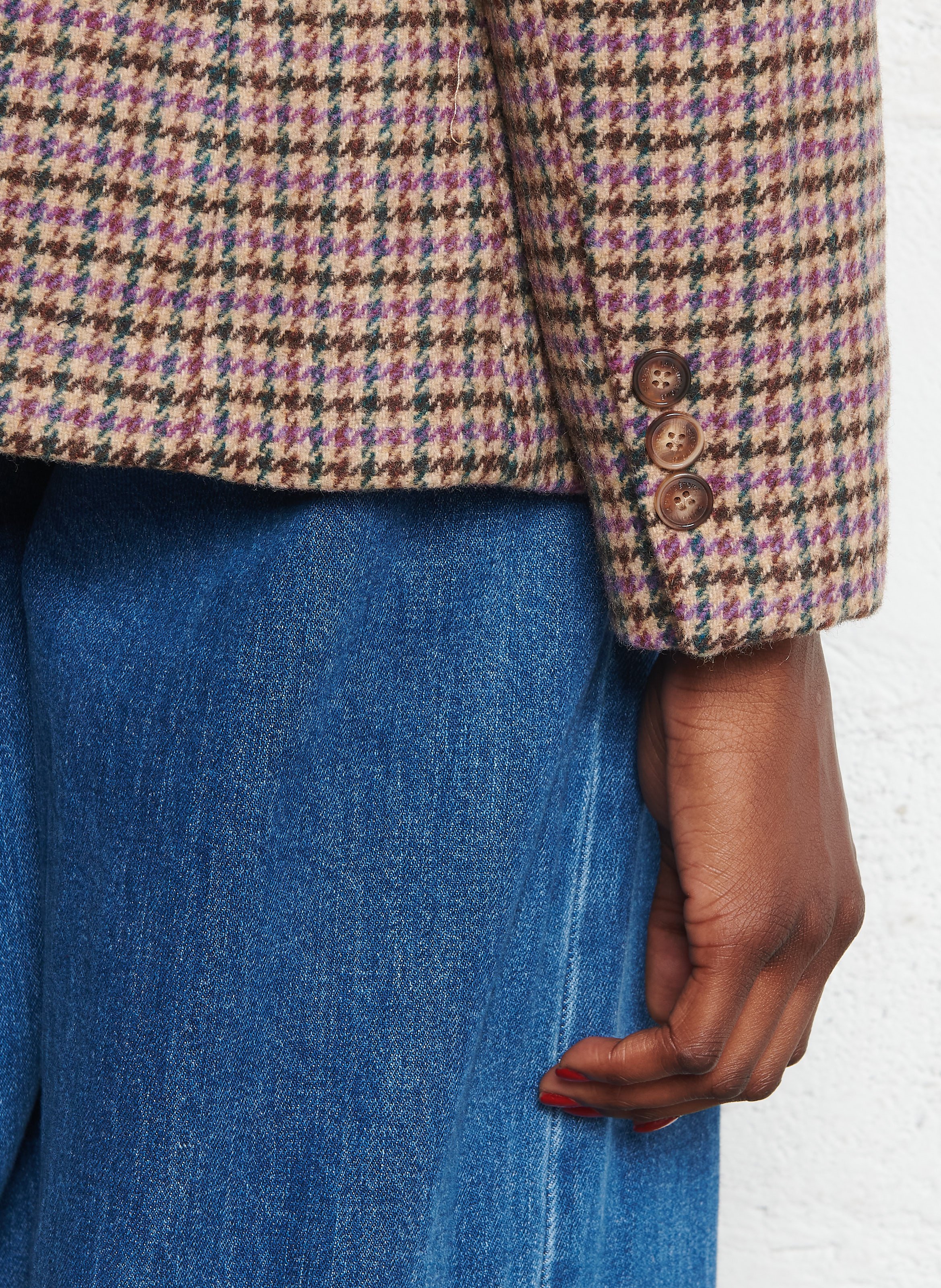 Houndstooth check tailored collar jacket LA PETITE ETOILE Beige