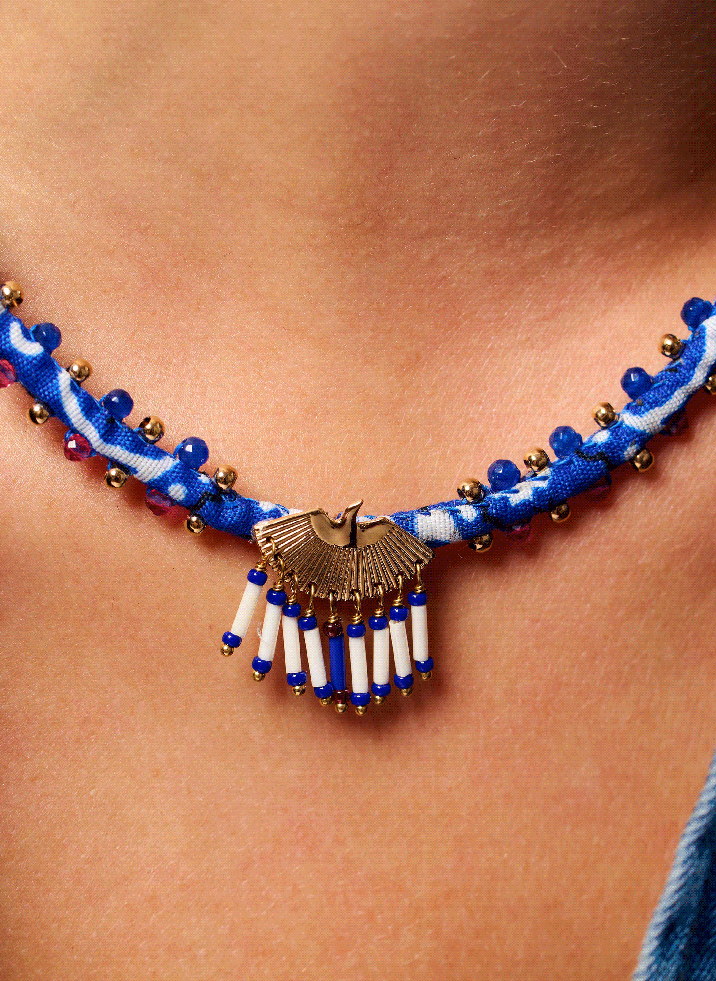 Cord necklace with pendant HIPANEMA Blue