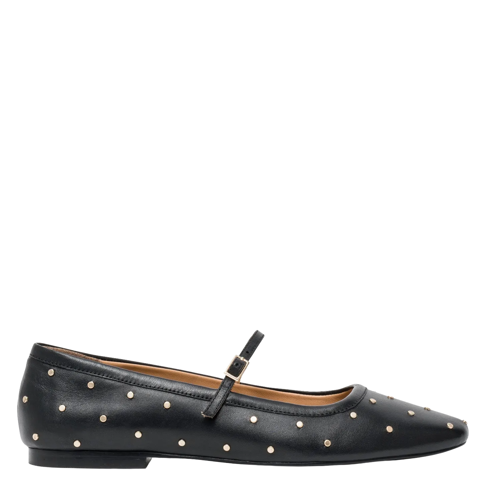 Studded leather strappy ballet flats BOCAGE Black