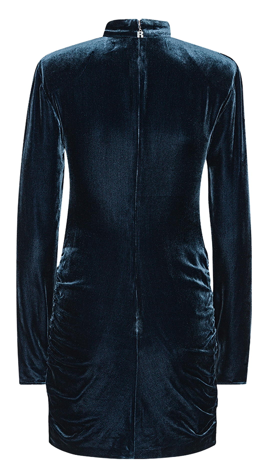 Short dress with high velvet neck ROTATE Blue