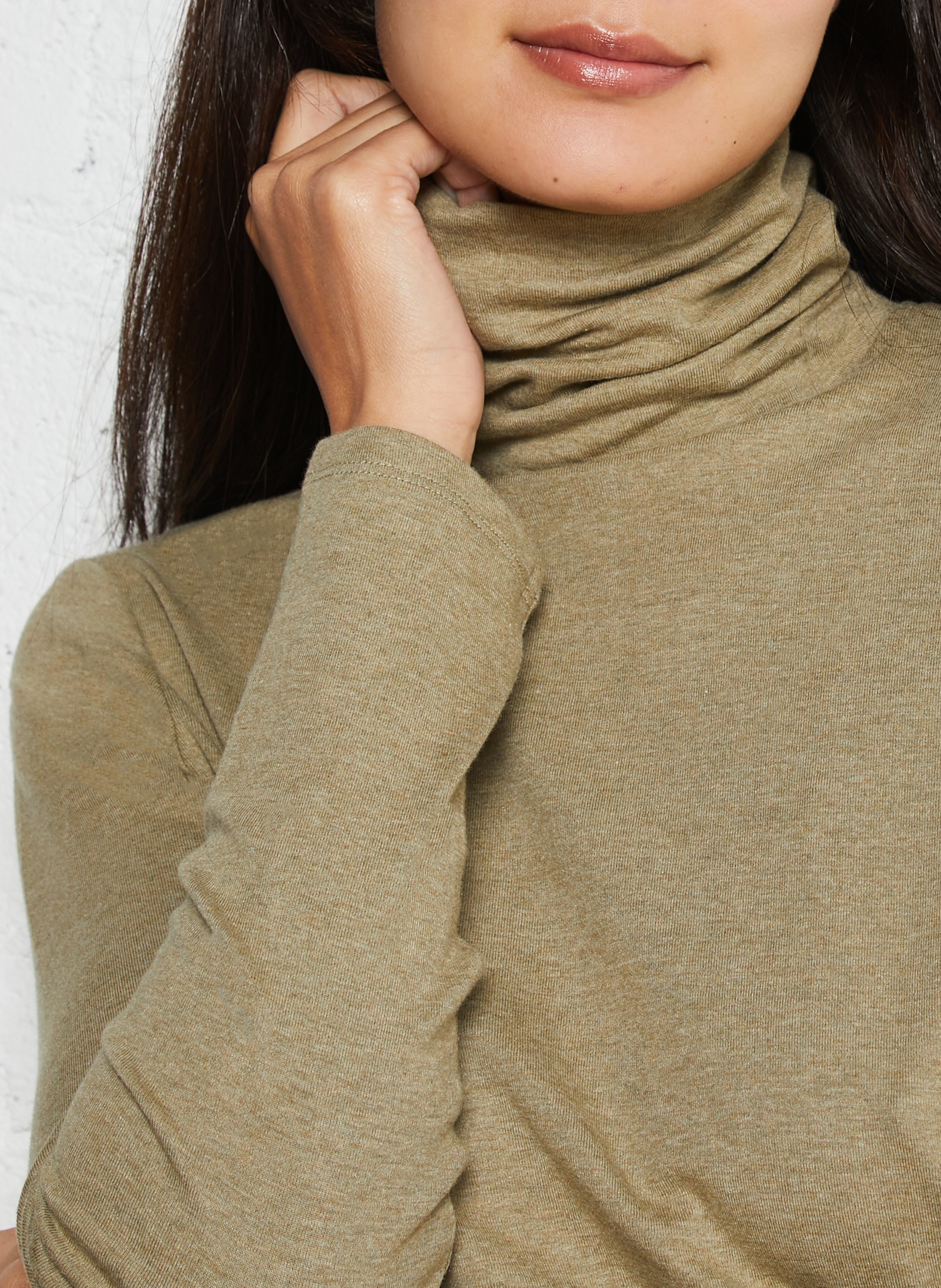 Long-sleeve fluid turtleneck t-shirt MAISON 123 Green